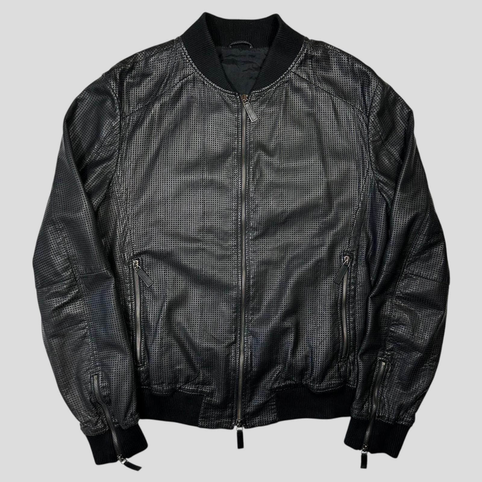 Armani Emporio Armani 2009 Perforated Mesh Leather Bomber IT52 (M) Size US M / EU 48-50 / 2 - 1 Thumbnail