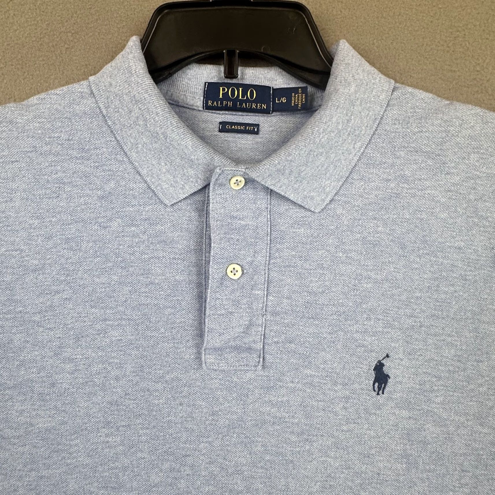 Polo Ralph Lauren Polo Ralph Lauren Shirt Mens Large Heather Light Blue Classic Fit Logo Short Sleeve Polo Size US L / EU 52-54 / 3 - 3 Thumbnail