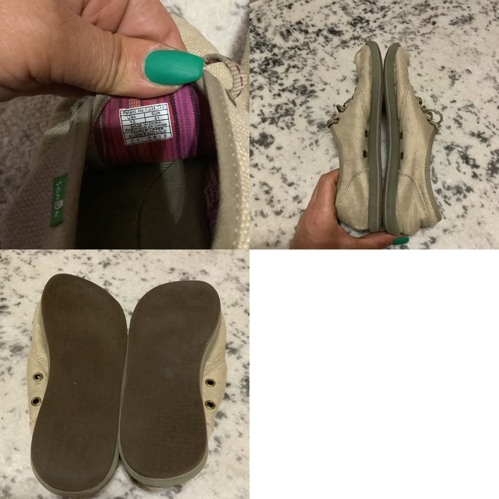 Sanuk Sanuk Casual Sneaker Tie Shoe Sz 10 Women's Beige Canvas Low Top Flat Lace Up Lake Shoes Size L / US 10 / IT 46 - 8 Thumbnail