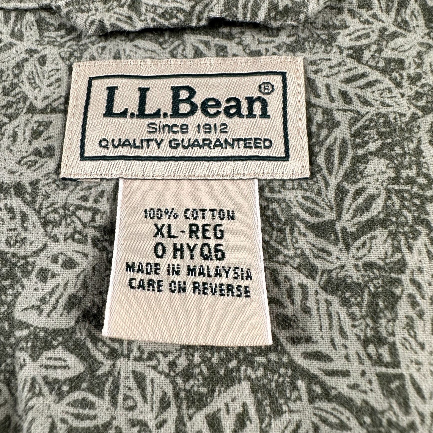 Vintage LLBean Shirt Mens XL Short Sleeve Button Front Leaf Print Green Cotton Camp Size US XL / EU 56 / 4 - 3 Thumbnail