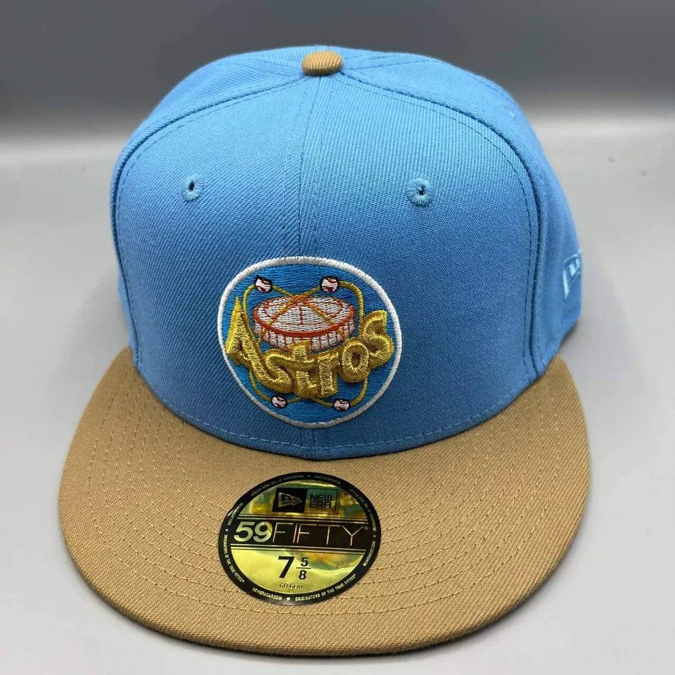 New Era Houston Astros Hat Men 7 5/8 59Fifty New Era MLB Fitted Cap Size ONE SIZE - 3 Thumbnail