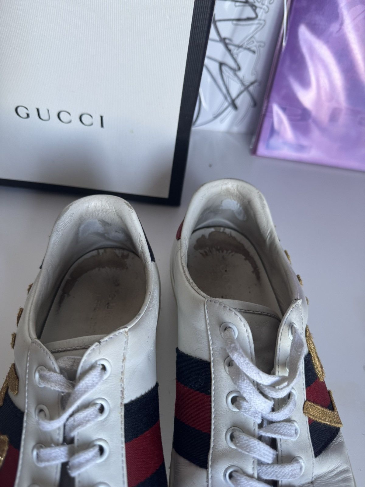 Gucci Gucci “Loved” Ace Embroidered Sneakers Luxury Designer Size US 8.5 / EU 41-42 - 13 Thumbnail