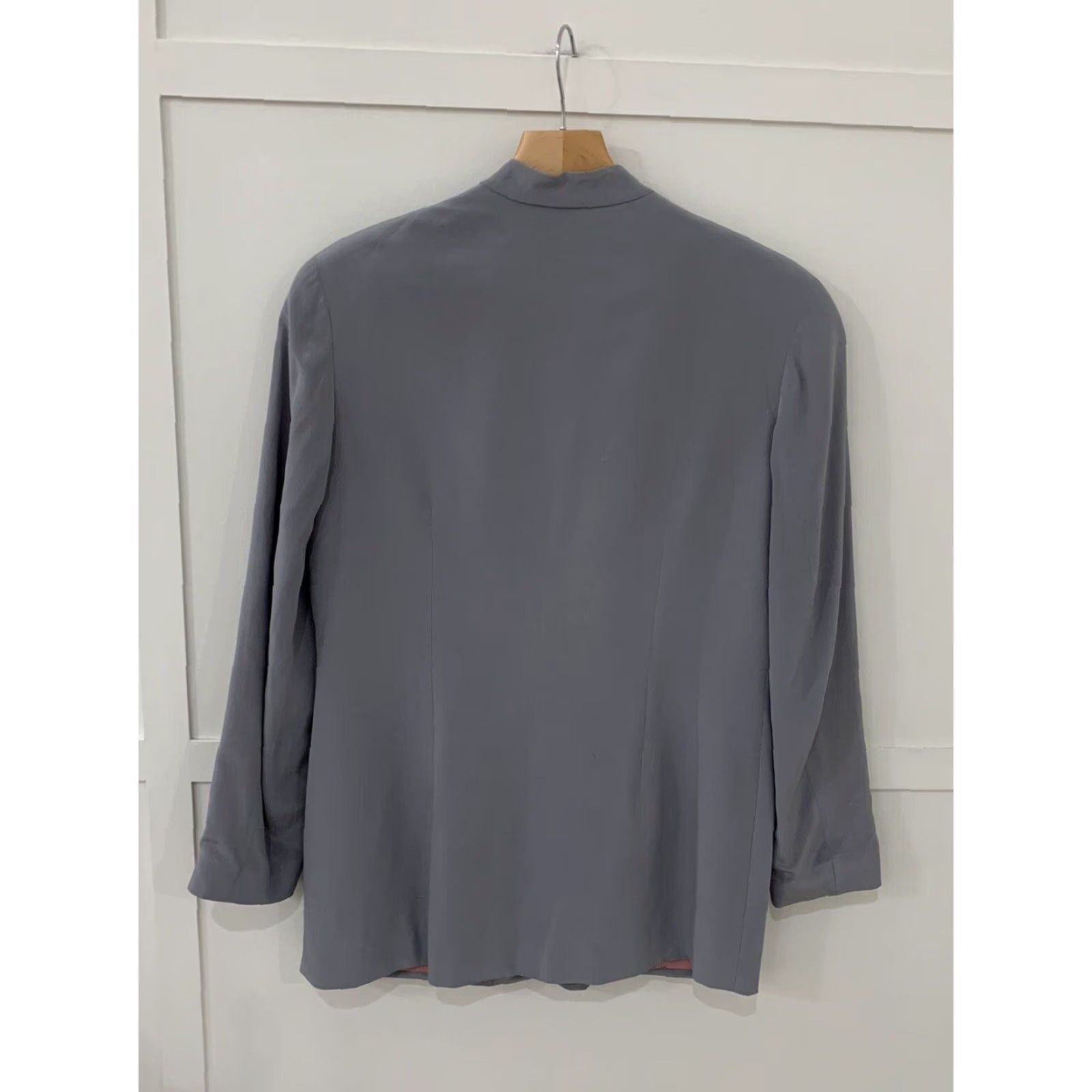 Vintage VINTAGE? No, not vintage. August Silk Jacket Women’s 10 Mandarin Collar 100% Silk Gray Steel Gray Basic Coat - Womens Jacket Size 10 Silk Lining Size L / US 10 / IT 46 - 2 Thumbnail