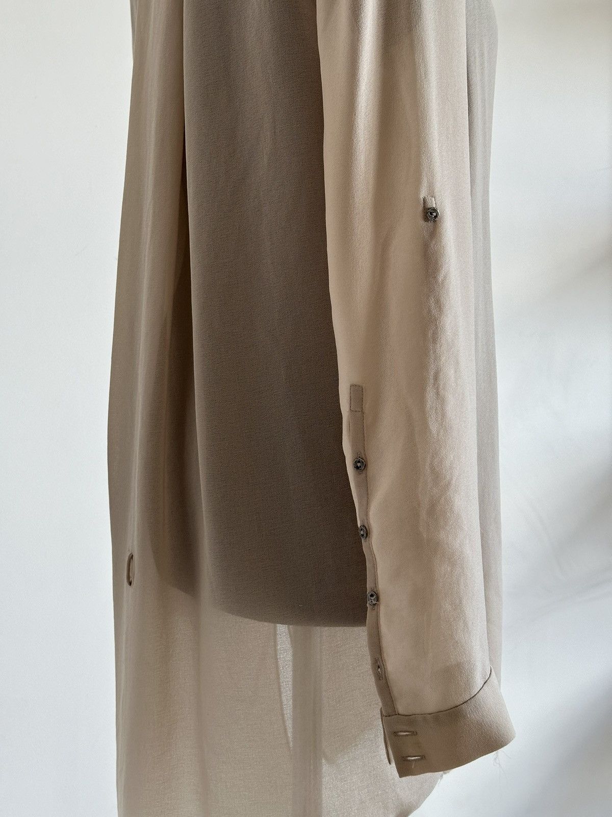 Helmut Lang Helmut Lang USA Raw Hem Leather Button Up Beige Long Shirt Size M / US 6-8 / IT 42-44 - 13 Thumbnail