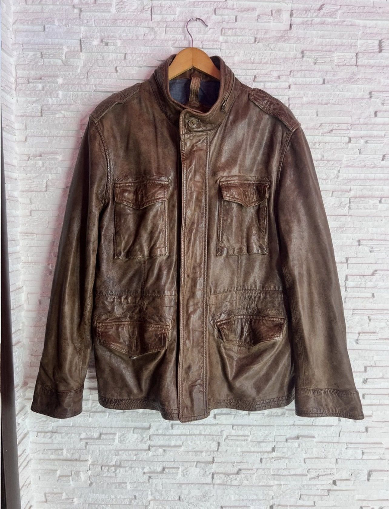 Massimo Dutti Massimo Dutti Leather Field Jacket – Brown – Size XL Size US XL / EU 56 / 4 - 2 Thumbnail