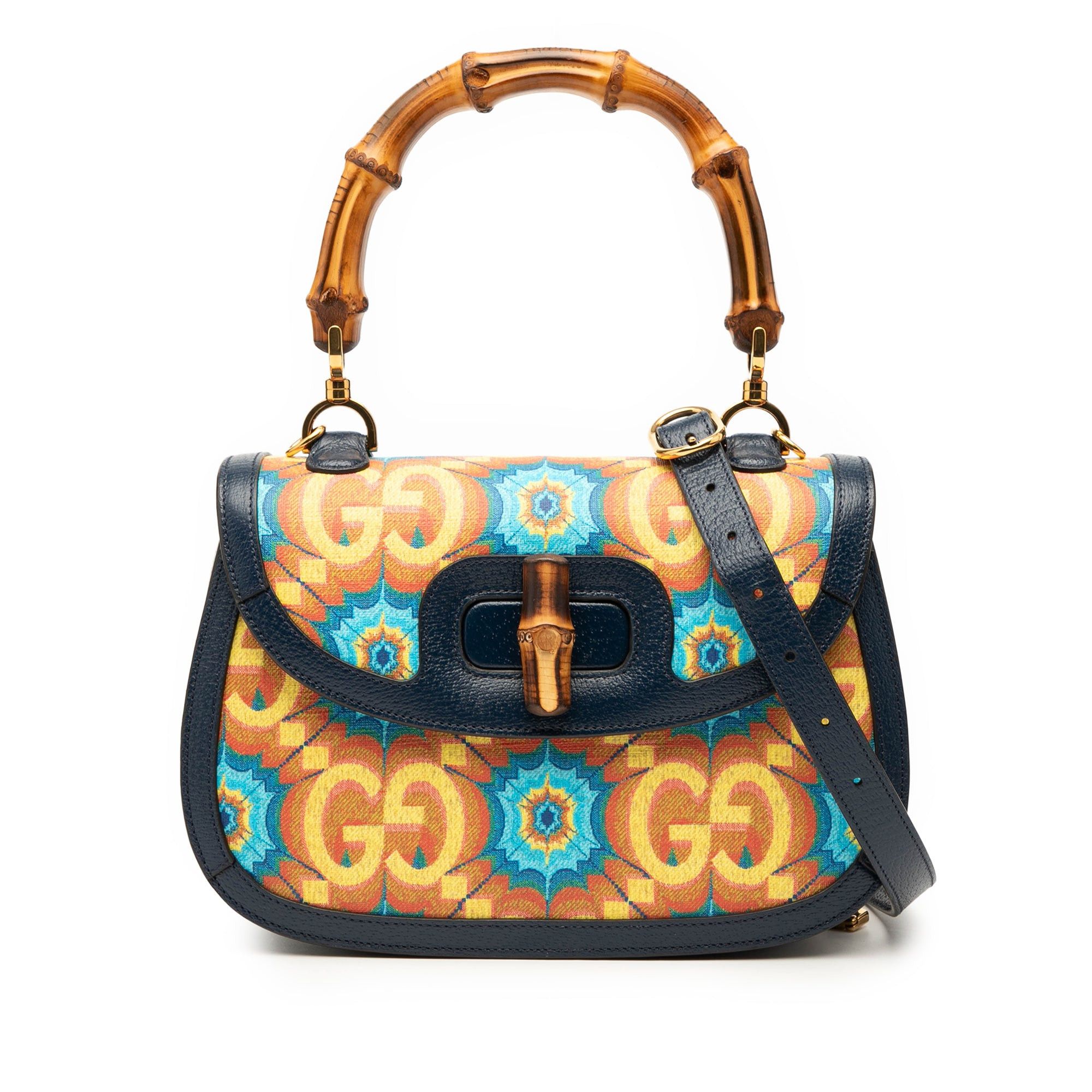 Gucci 100th Anniversary Medium GG Coated Canvas Kaleidoscope 1947 Bamboo Top Handle Bag Size ONE SIZE - 1 Thumbnail
