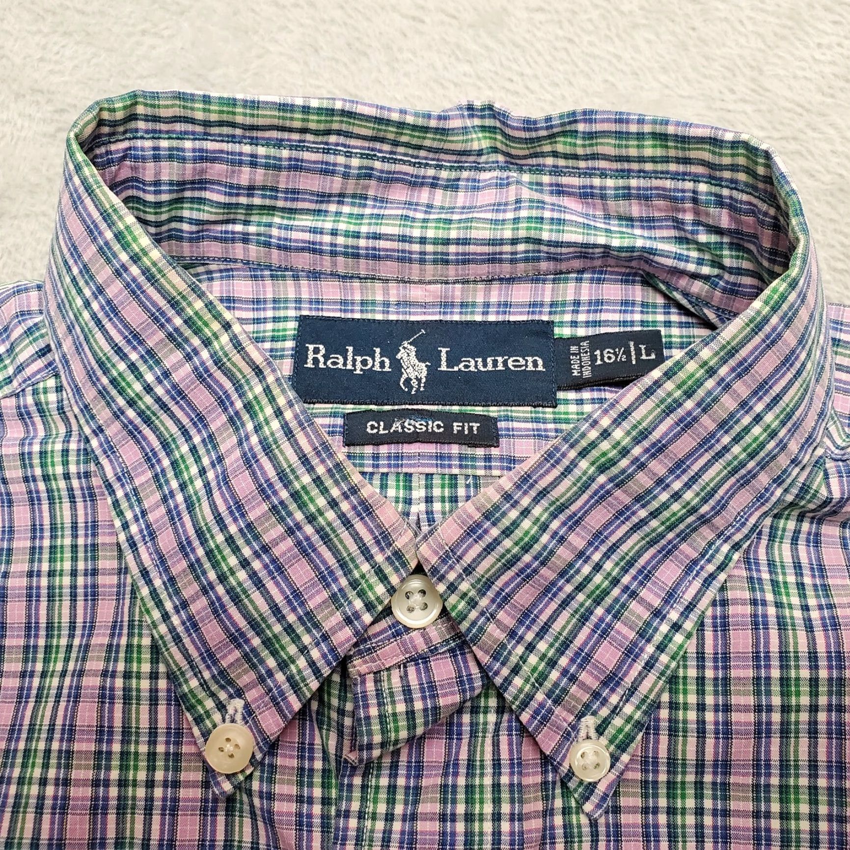 Ralph Lauren Ralph Lauren Shirt Men Large Lavender Green Plaid Button-Down Casual Pony Classic Fit Size US L / EU 52-54 / 3 - 5 Thumbnail