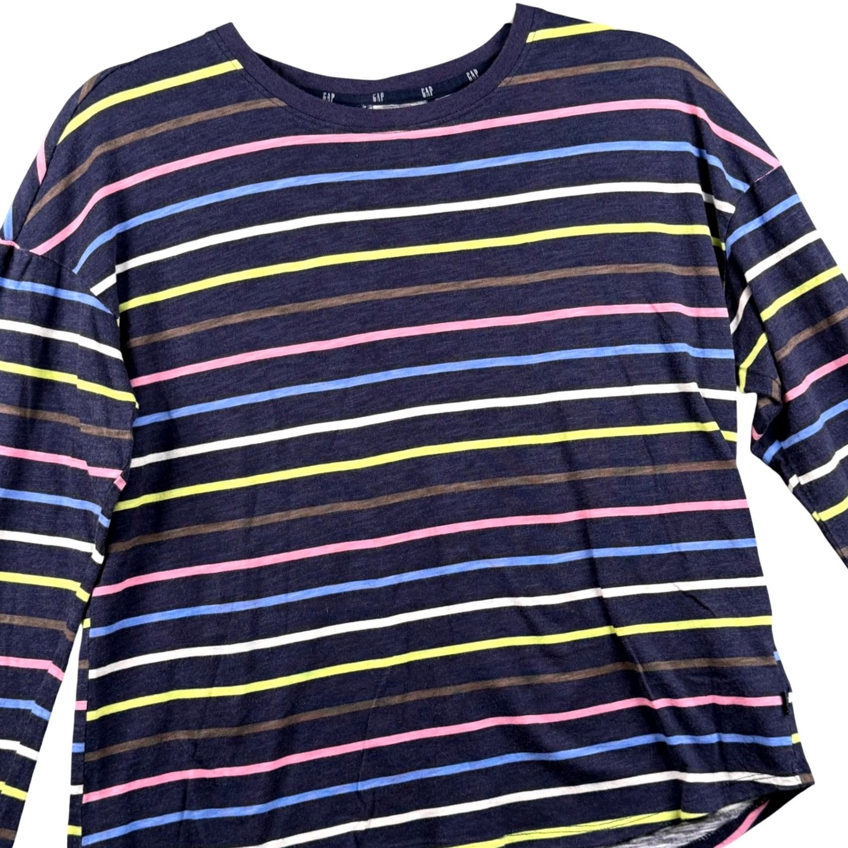 Gap Gap Women's S Crew Neck Rainbow Multi Color Stripes Long Sleeve Top Size S / US 4 / IT 40 - 2 Thumbnail