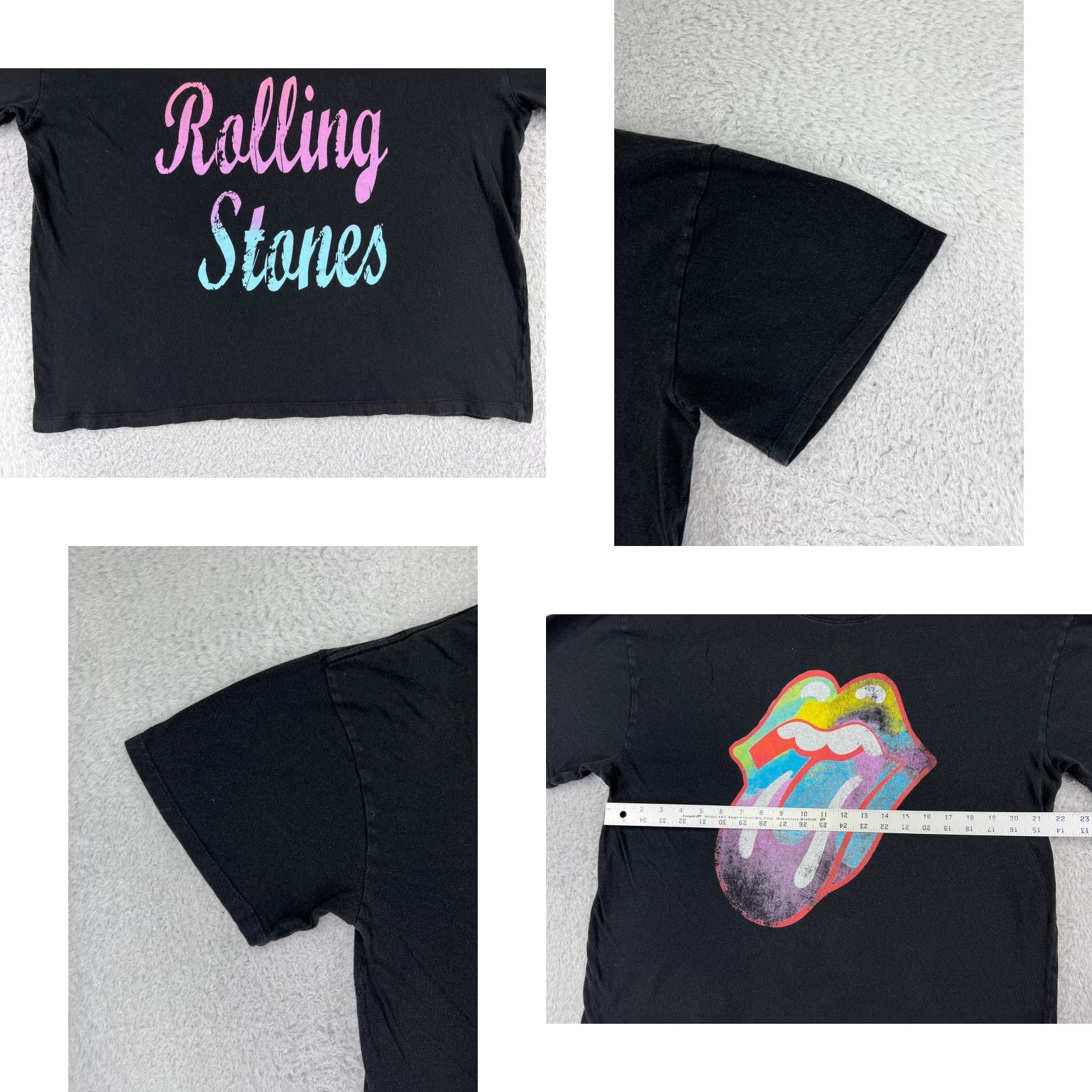 Vintage Rolling Stones Shirt Womens Medium Black Crop Short Sleeve Crew Neck T-Shirt Size M / US 6-8 / IT 42-44 - 8 Thumbnail
