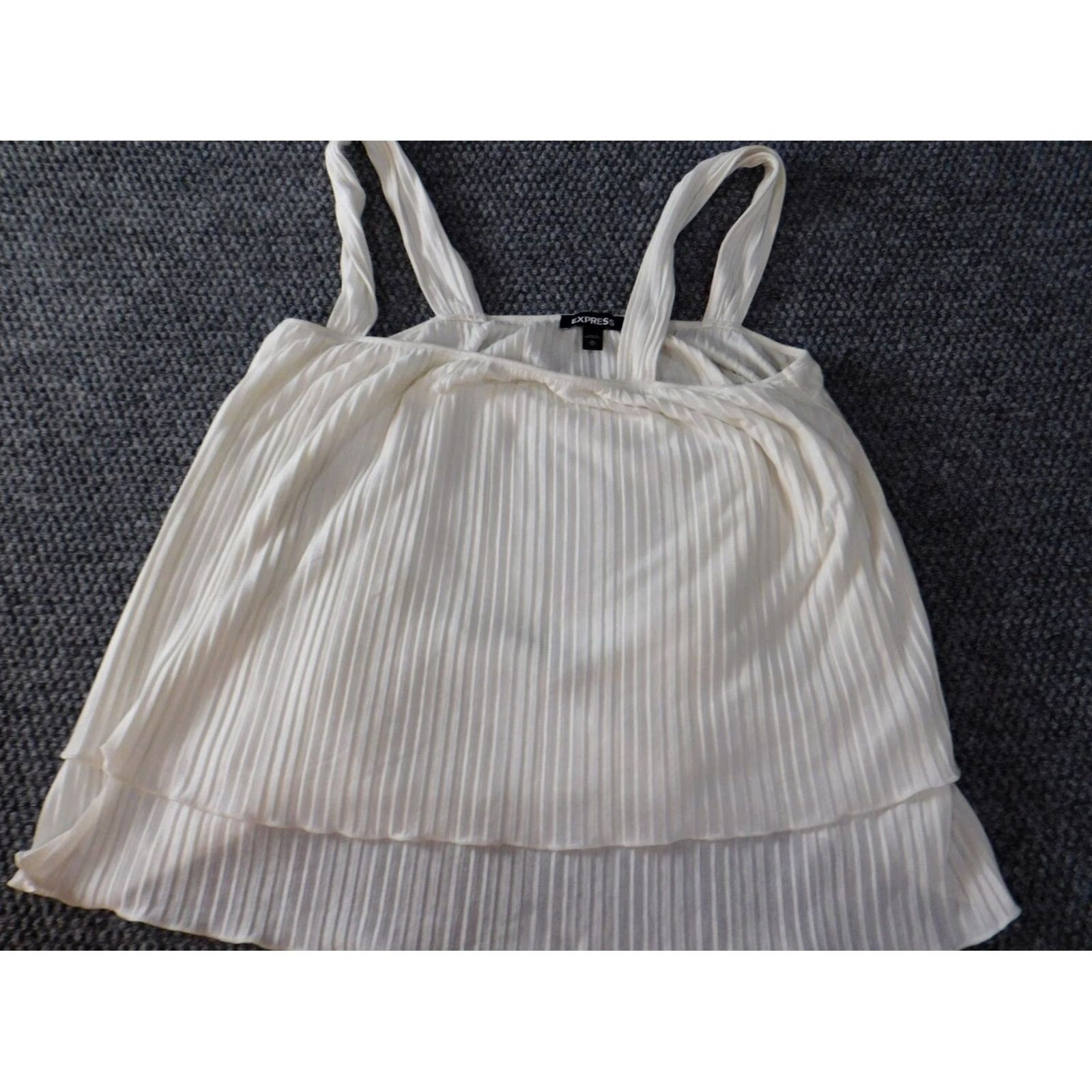 Express Express Blouse Shirt Women M White Short Sleeve Crew Neck Pullover Strap Stretch Regular Basic Casual Size M / US 6-8 / IT 42-44 - 3 Thumbnail