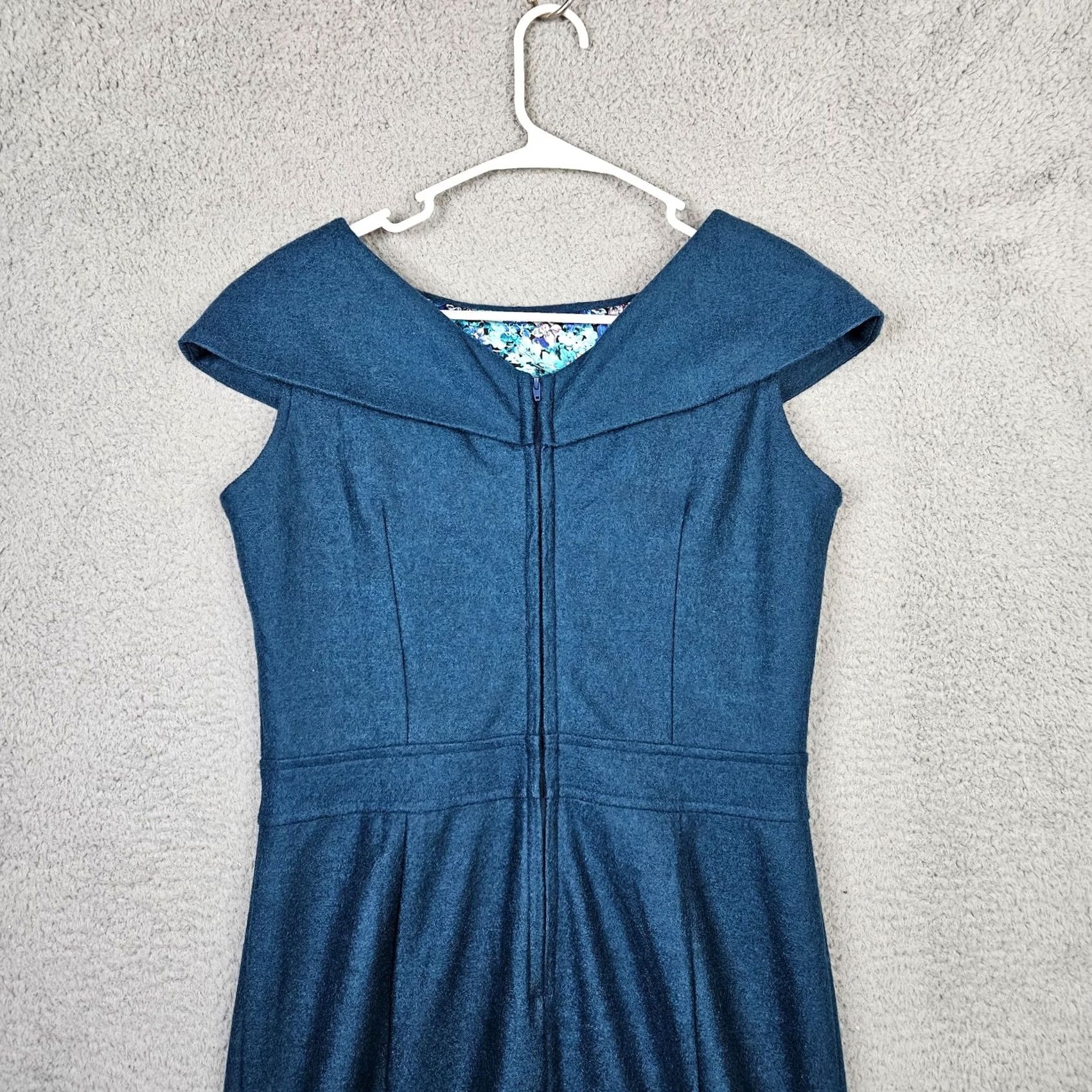 Vintage VINTAGE Collectif London Women's Wool Blend Pin up Midi Sheath Dress Sz 10 Green Size L / US 10 / IT 46 - 3 Thumbnail