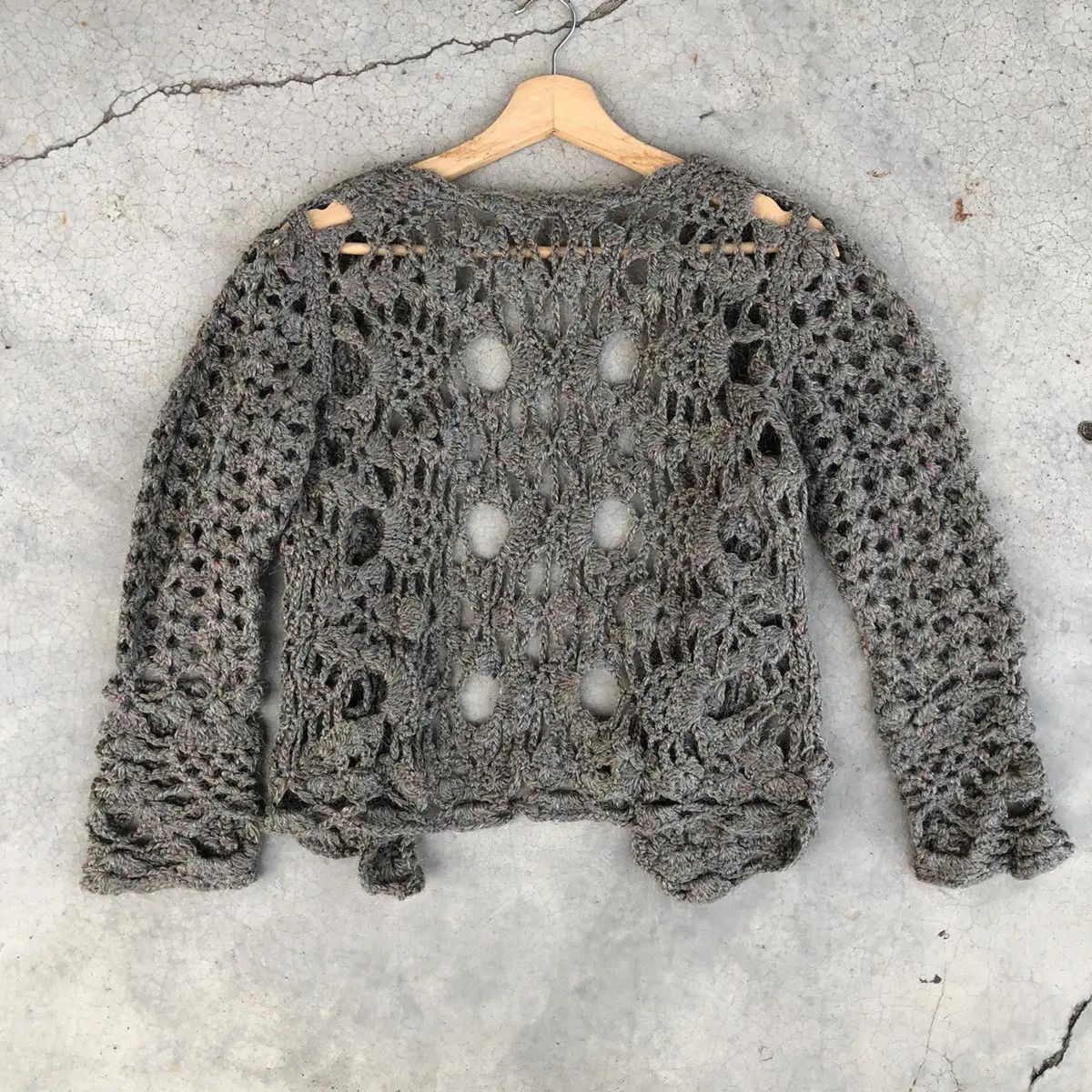 Japanese Brand 📌Sexy Unbranded Netting Crochet Knit Cardigan Patten Size S / US 4 / IT 40 - 7 Thumbnail