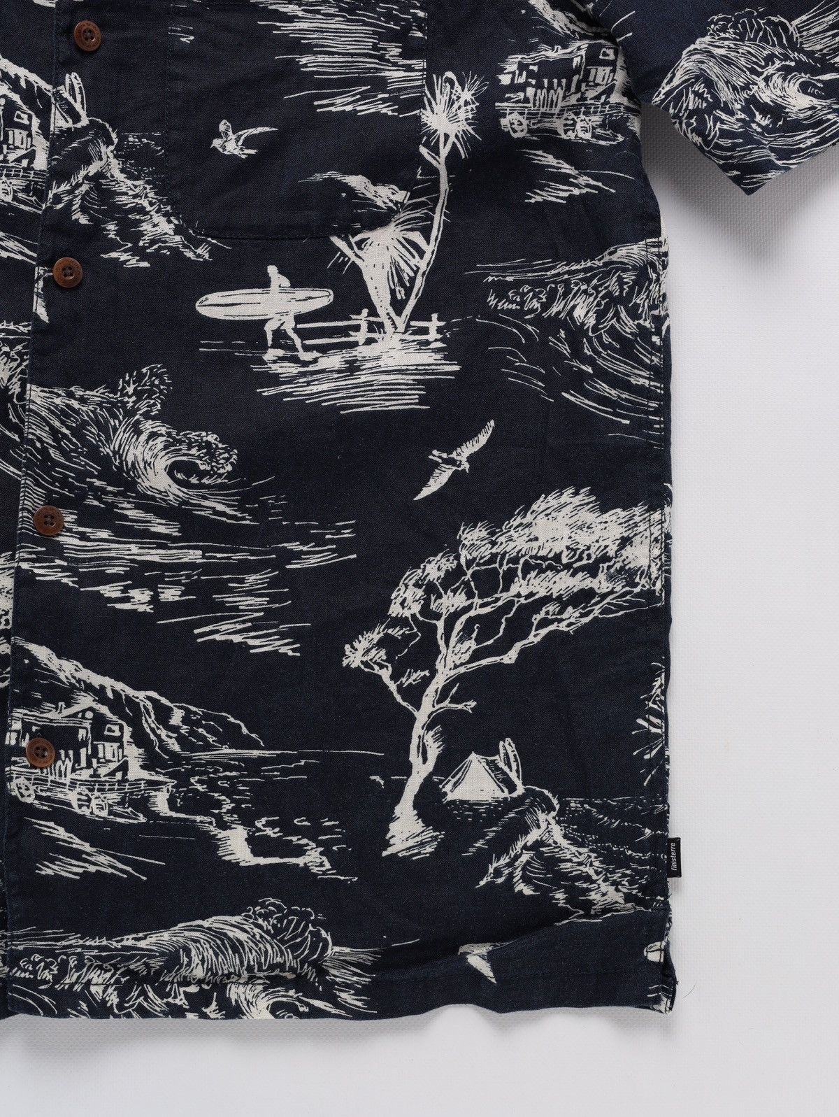 Finisterre Linen Short Sleeve Shirt Printed Hawaii Floral in Blue, Men's (Size M) — image 4 of 6