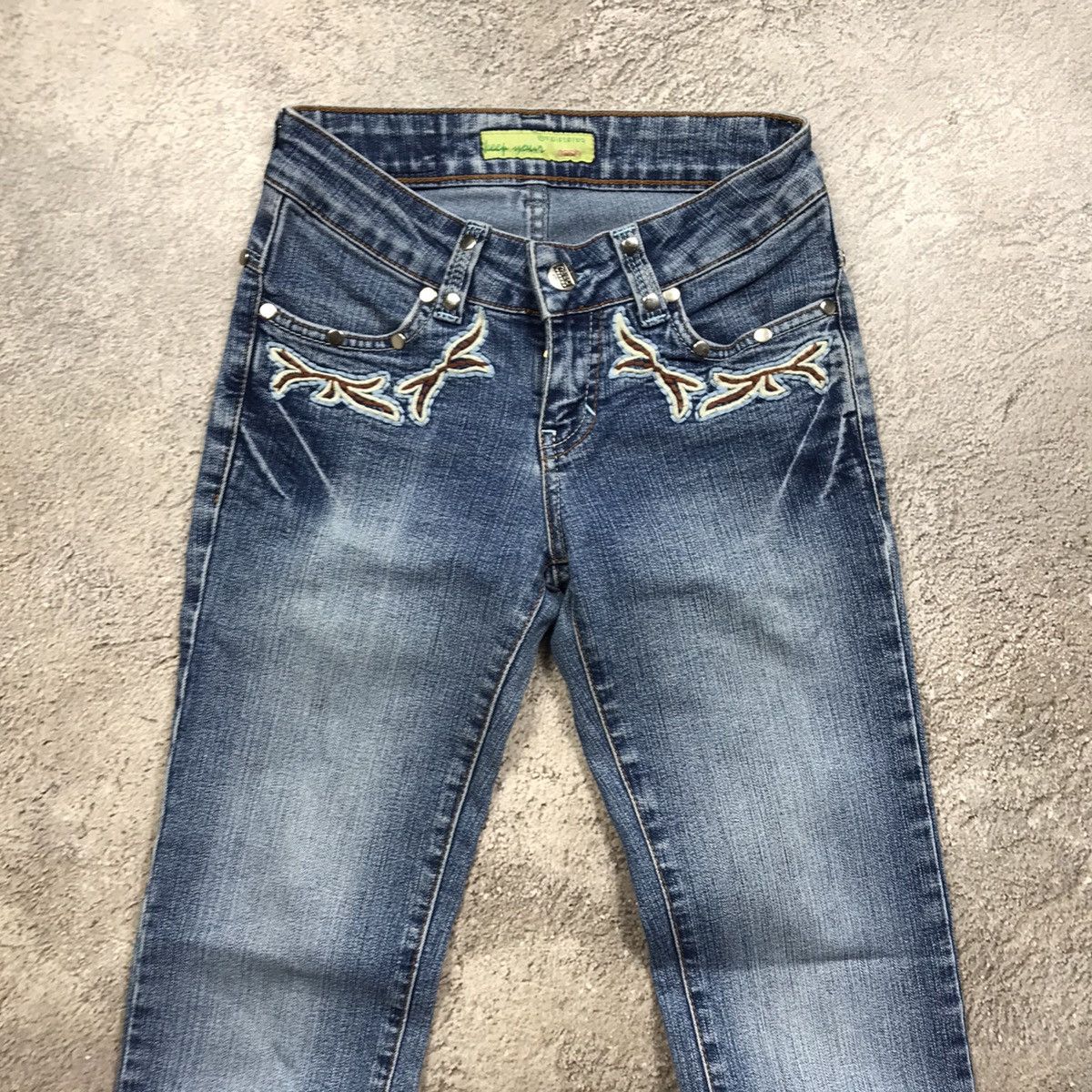 Vintage Vintage 90s Baggy Wide Leg Distressed Jeans Grunge Y2K 24 Size 24" / US 00 / IT 34 - 3 Thumbnail