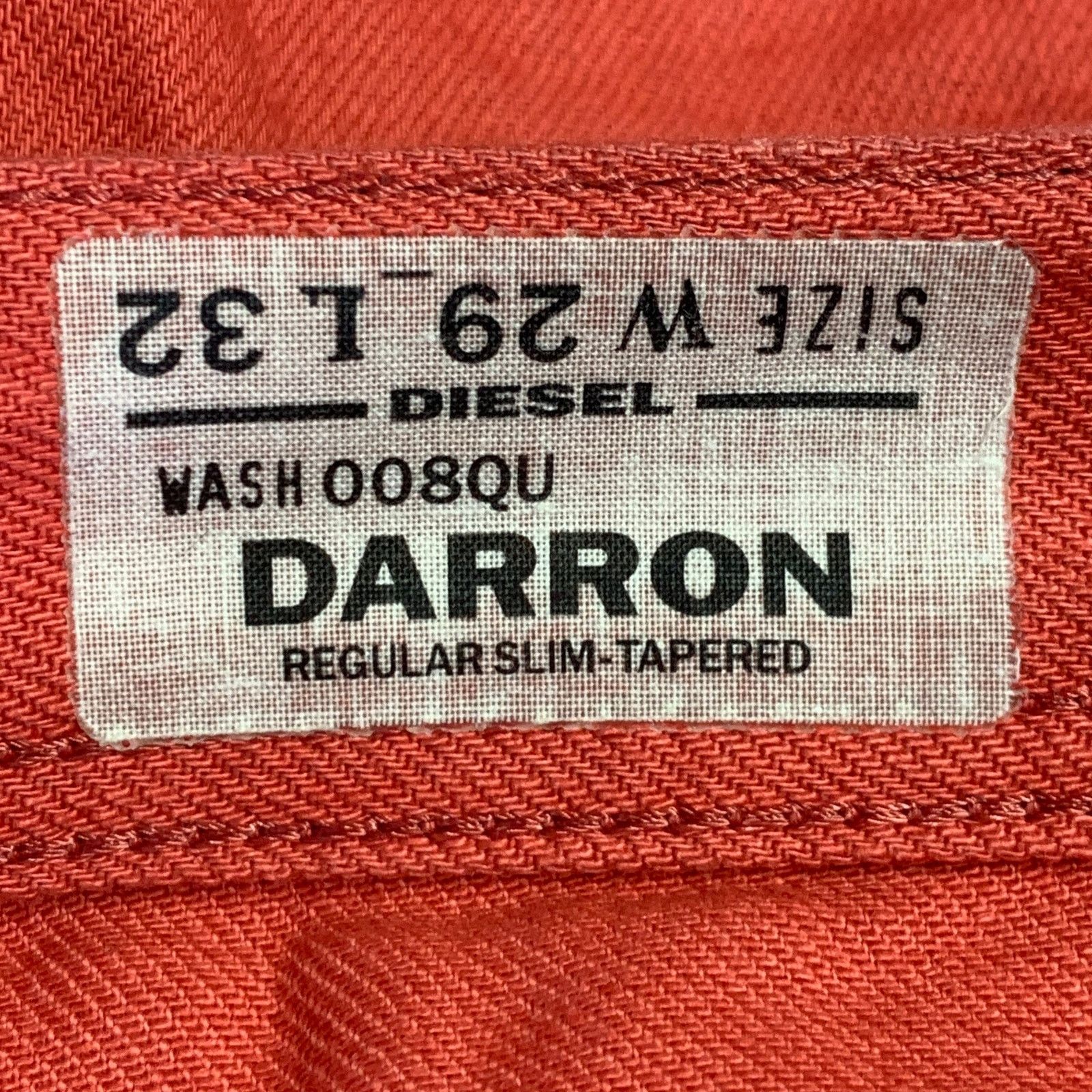 Diesel Darron Red Orange Cotton Twill Slim Tapered Button Fly Jeans Size US 29 - 6 Thumbnail