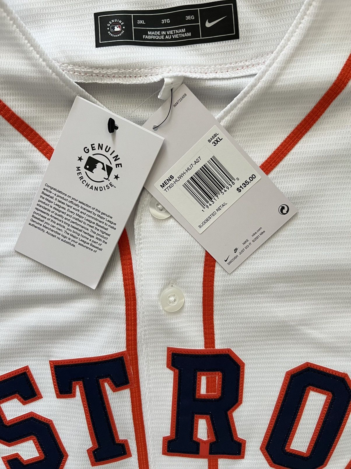Nike Nike Authentic Houston Astros Jose Altuve Baseball Jersey Size US XXL / EU 58 / 5 - 5 Thumbnail