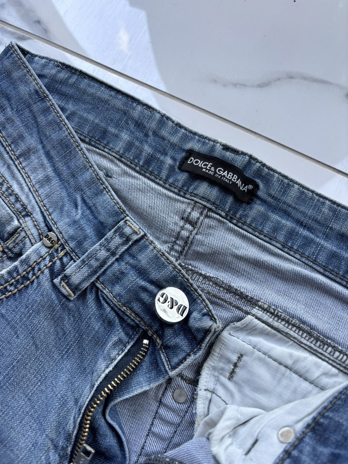 Dolce & Gabbana Vintage Y2K Dolce Gabbana Jeans 00’s Big Logo Washed Denim Size US 29 - 11 Thumbnail