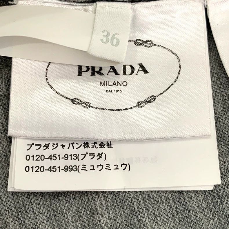 Prada Prada Size 36 Logo triangle round neck gray wool short-slee Size US XXS / EU 40 - 7 Thumbnail