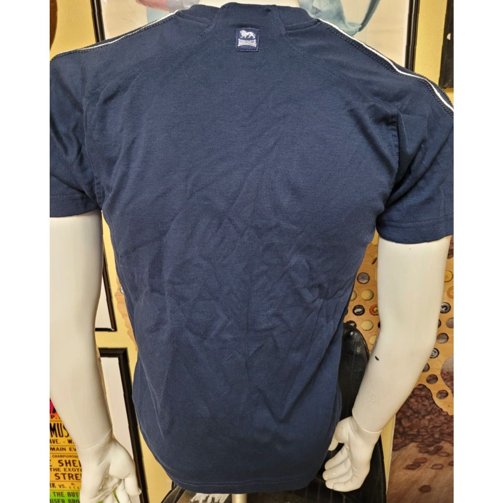 Lonsdale Womens Lonsdale London Sewn Logo T Shirt Size M Medium UK Boxing MMA NICE Short Sleeve V-Neck Cotton Blend Blue Womens T-Shirt Size M / US 6-8 / IT 42-44 - 4 Thumbnail