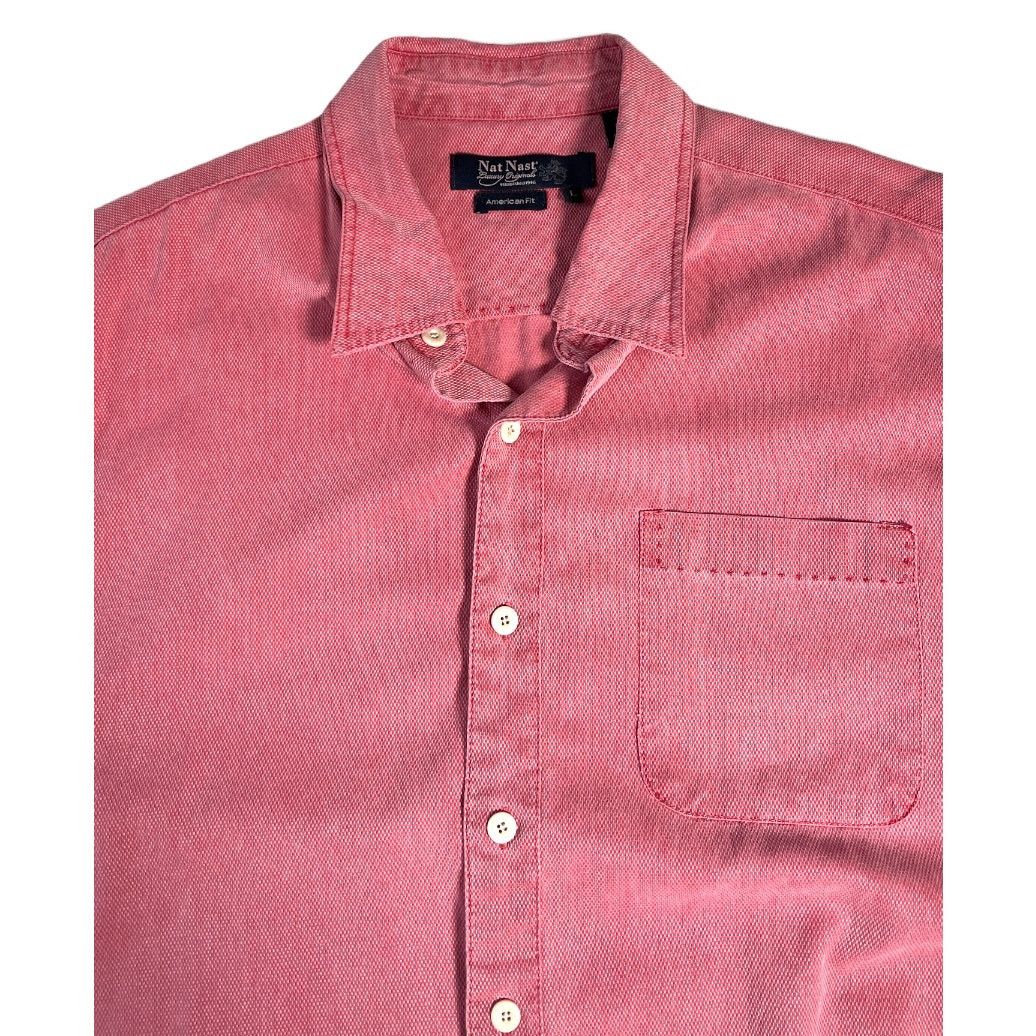 Nat Nast Nat Nast Mens Red Button Up Short Sleeve Silk Shirt Sz Large Size US L / EU 52-54 / 3 - 1 Thumbnail