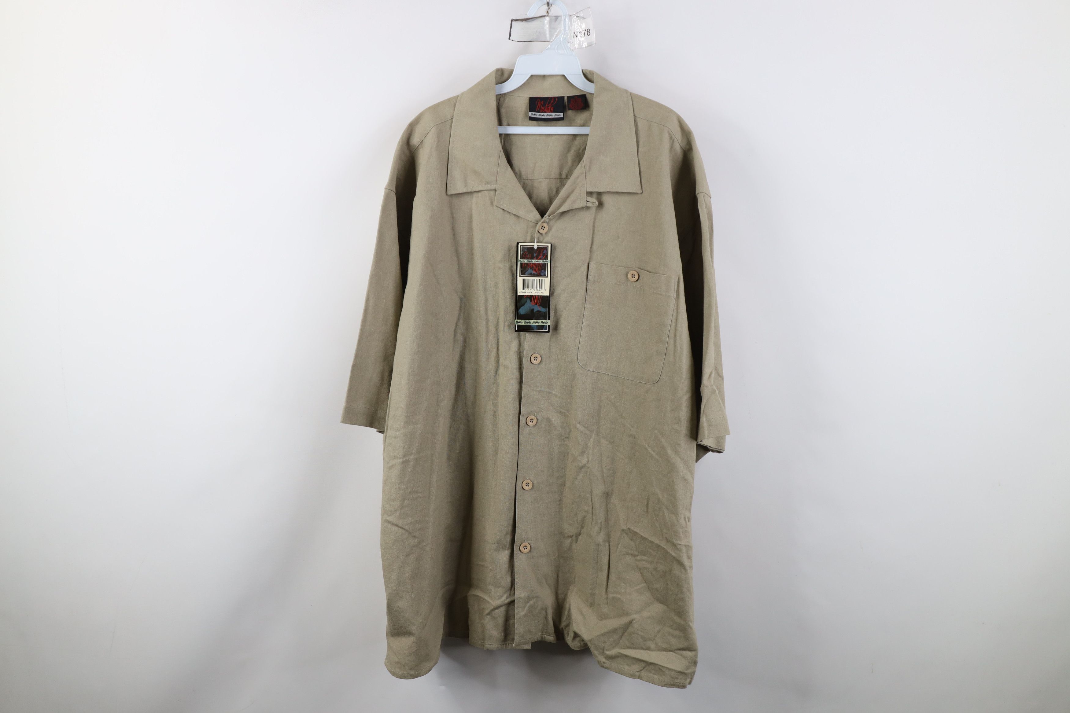 Vintage Deadstock Vintage 90s Y2K Linen Blend Button Shirt Sage Size US XXL / EU 58 / 5 - 1 Thumbnail