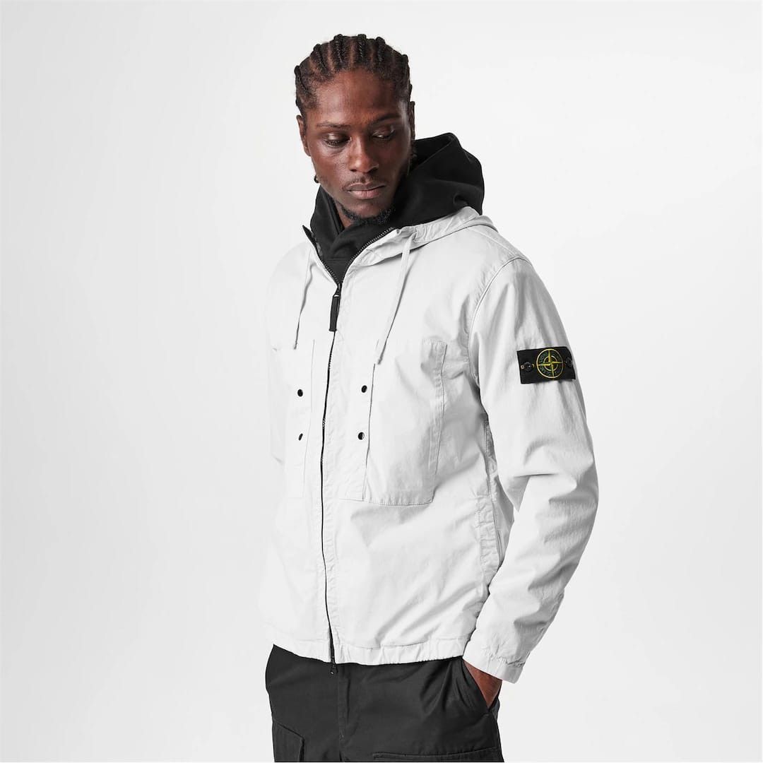Stone Island o1g2r1mq0526 Twill Stretch-TC Hooded Jacket in White Size US XXL / EU 58 / 5 - 3 Thumbnail