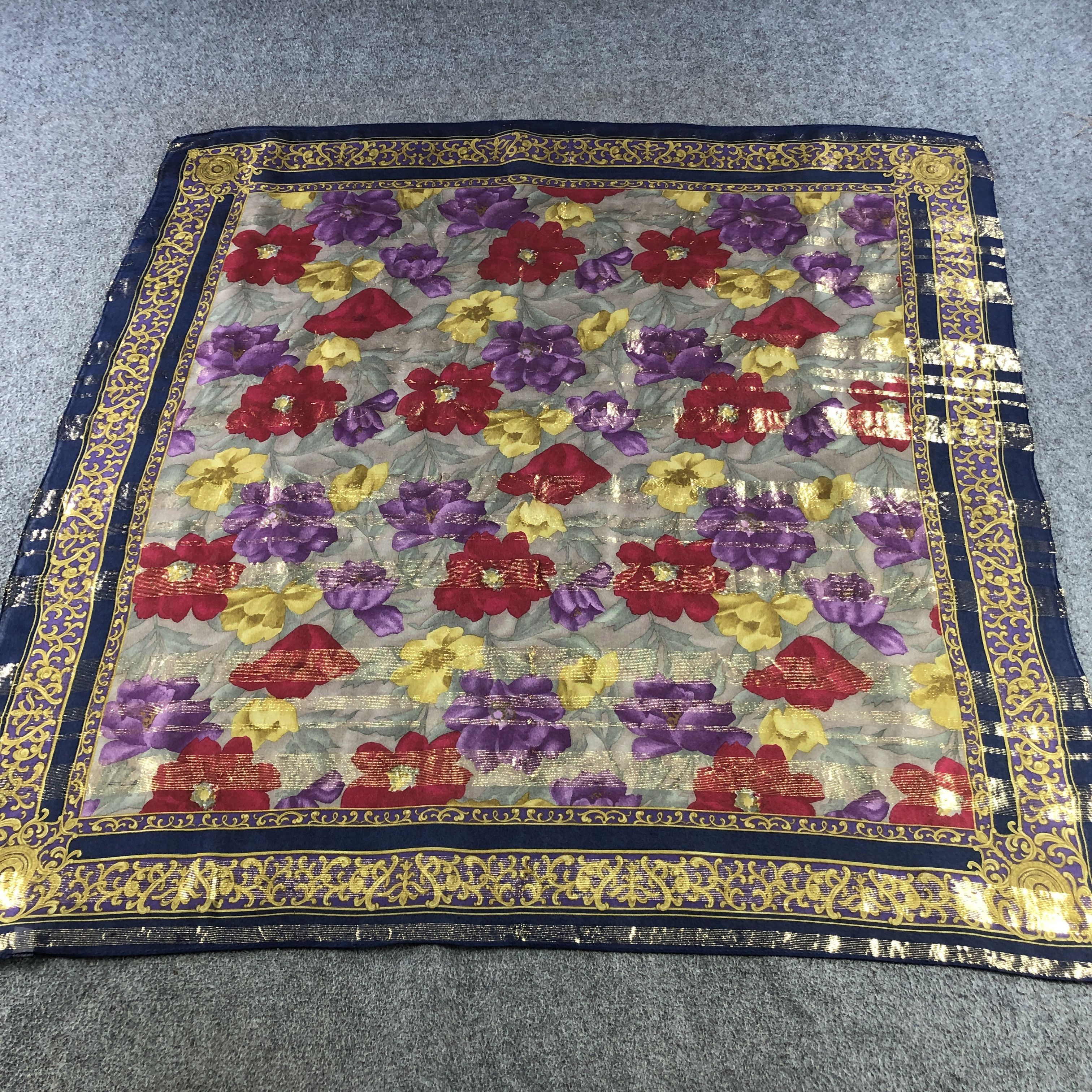 Vintage Vintage Luxury Paisley Hand Rolled Silk Scarf M1297 Size ONE SIZE - 2 Thumbnail
