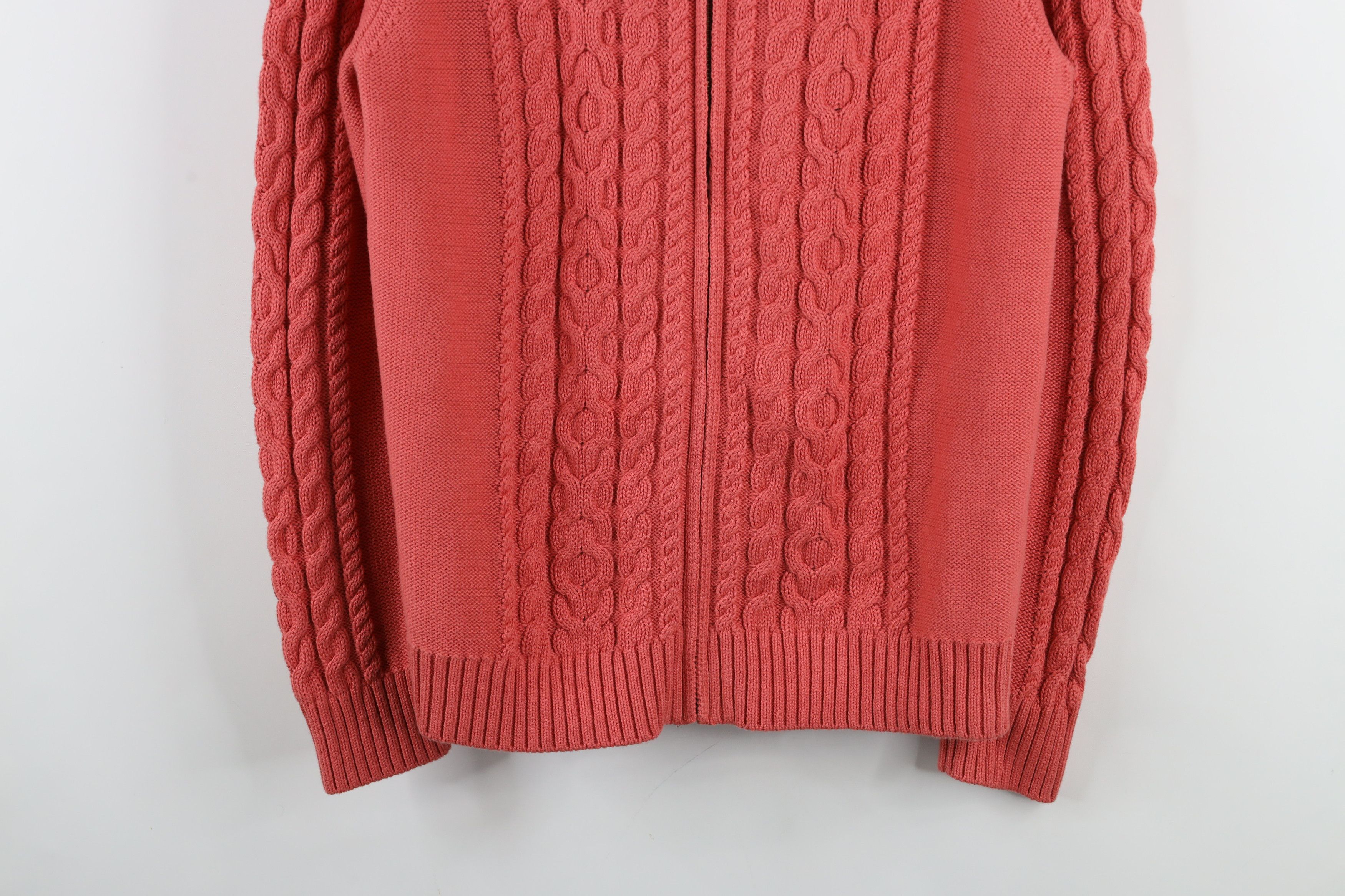 L.L. Bean × Vintage Vintage LL Bean Chunky Cable Knit Full Zip Sweater Salmon Size L / US 10 / IT 46 - 3 Thumbnail