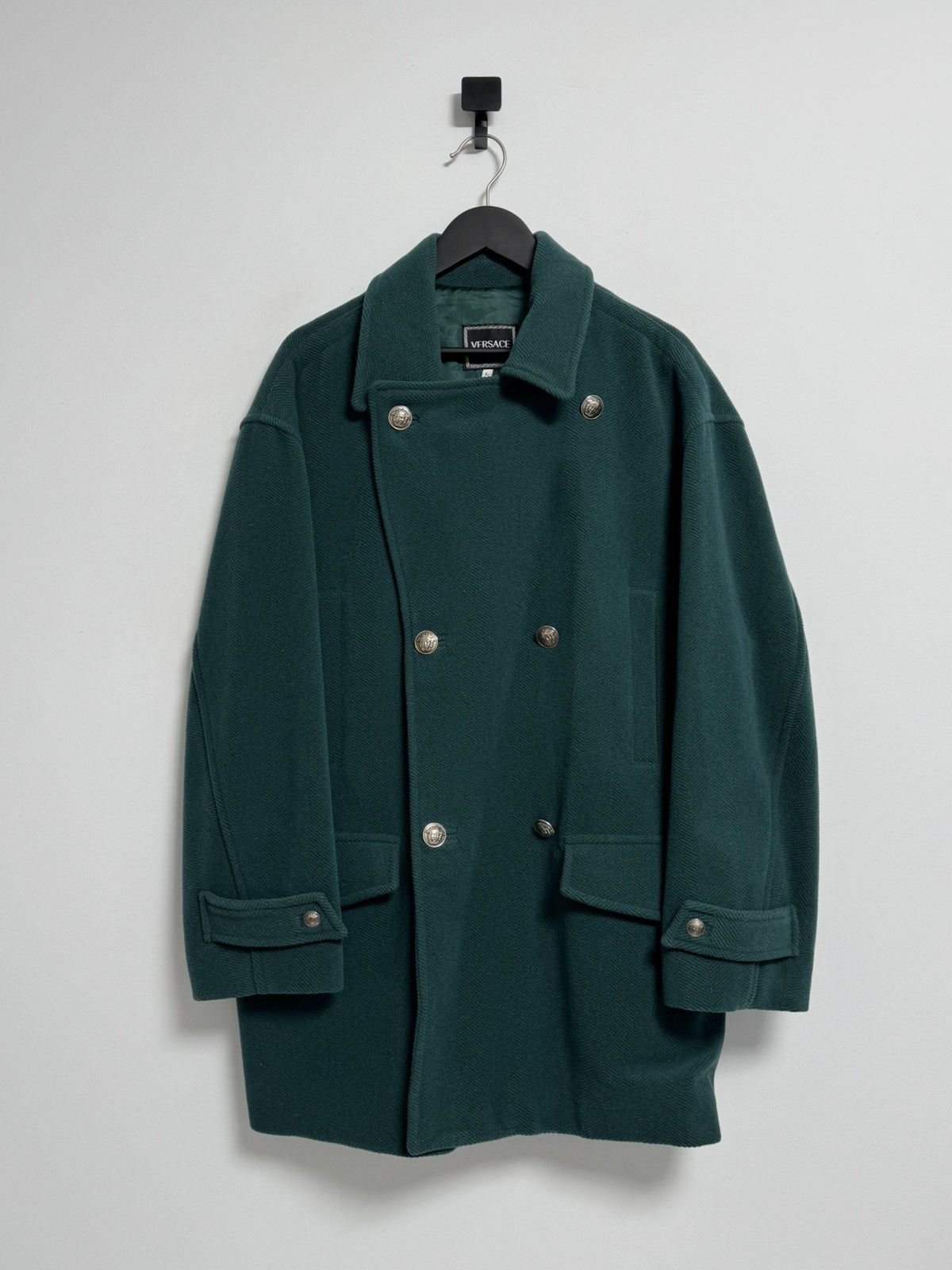 Versace Coat Men’s Green Wool Luxury Coats