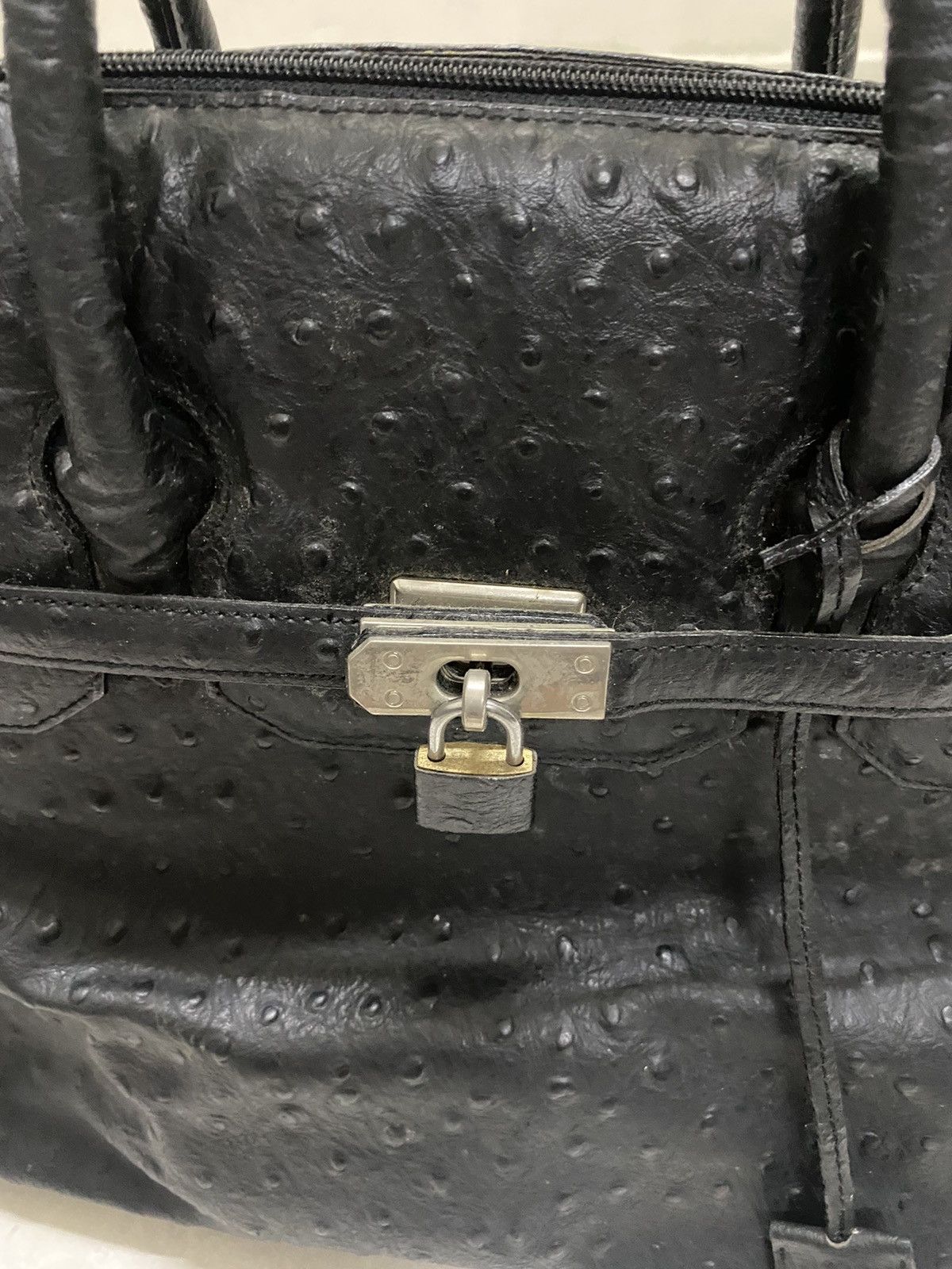 Handmade Birkin Bag Ostrich Leather Size ONE SIZE - 7 Thumbnail