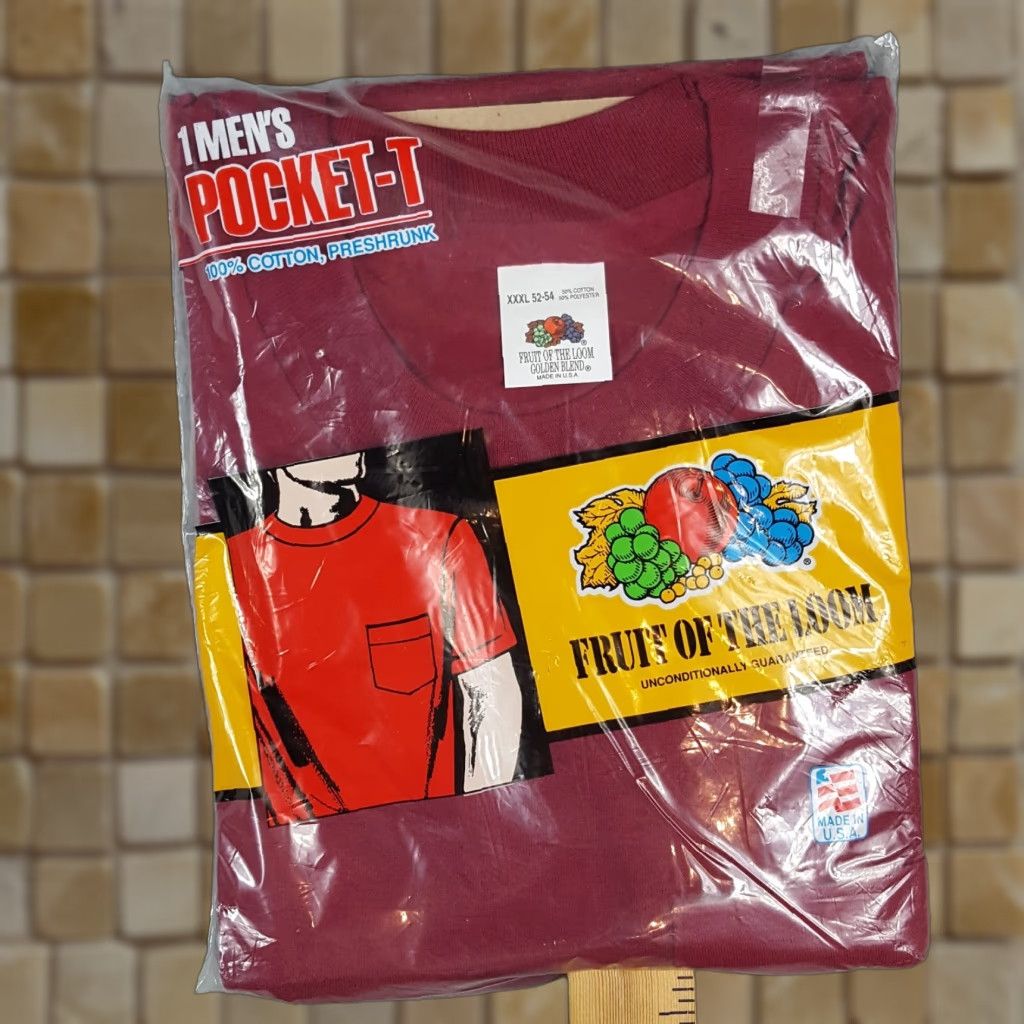 Fruit Of The Loom VINTAGE Fruit Of The Loom T-Shirt Red Pocket Tee Men's 3XL 1990s 1991 USA Made Cotton Short Sleeve Crew Neck Size US XXL / EU 58 / 5 - 1 Thumbnail