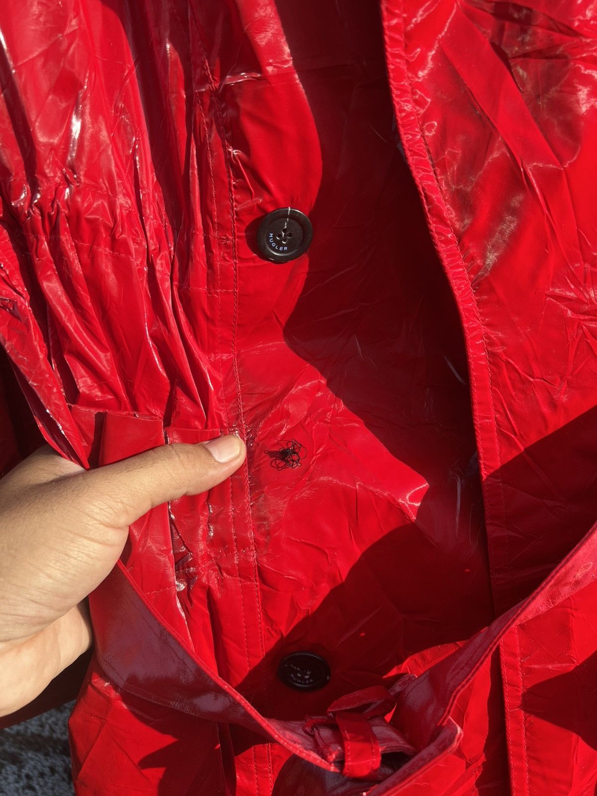Mugler Belted Glossy Red Trench Coat Size XS / US 0-2 / IT 36-38 - 6 Thumbnail