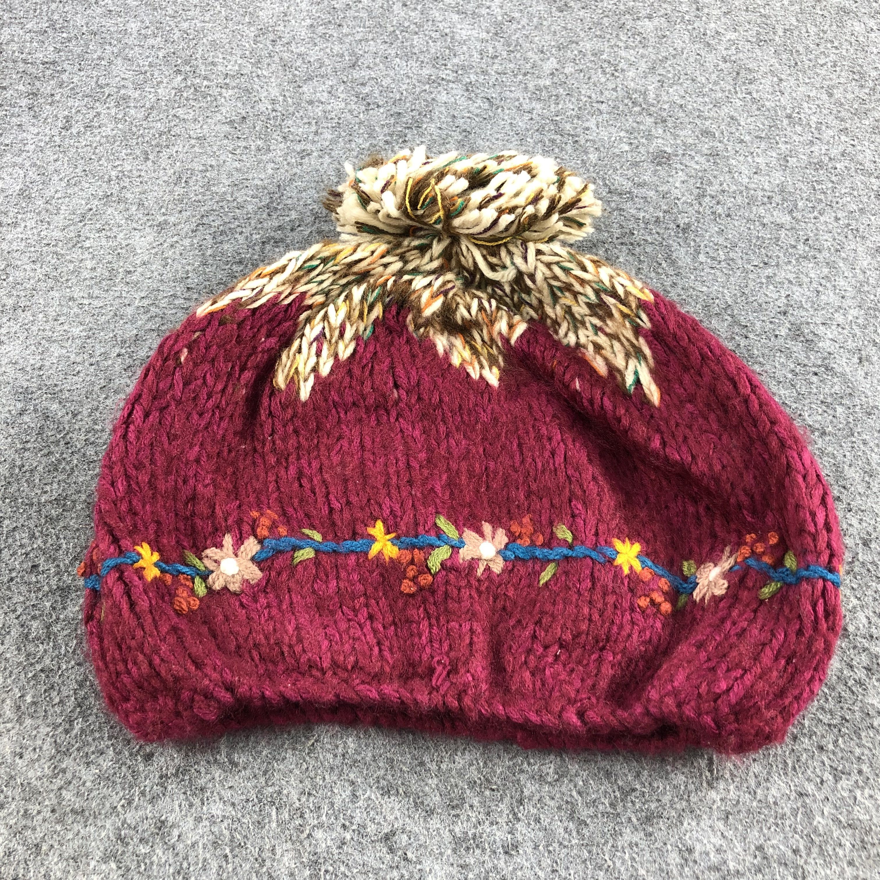 Vintage Unknown Knit Slouchy Bobble Beanie Snowcap Snow Hat B277 Size ONE SIZE - 3 Thumbnail