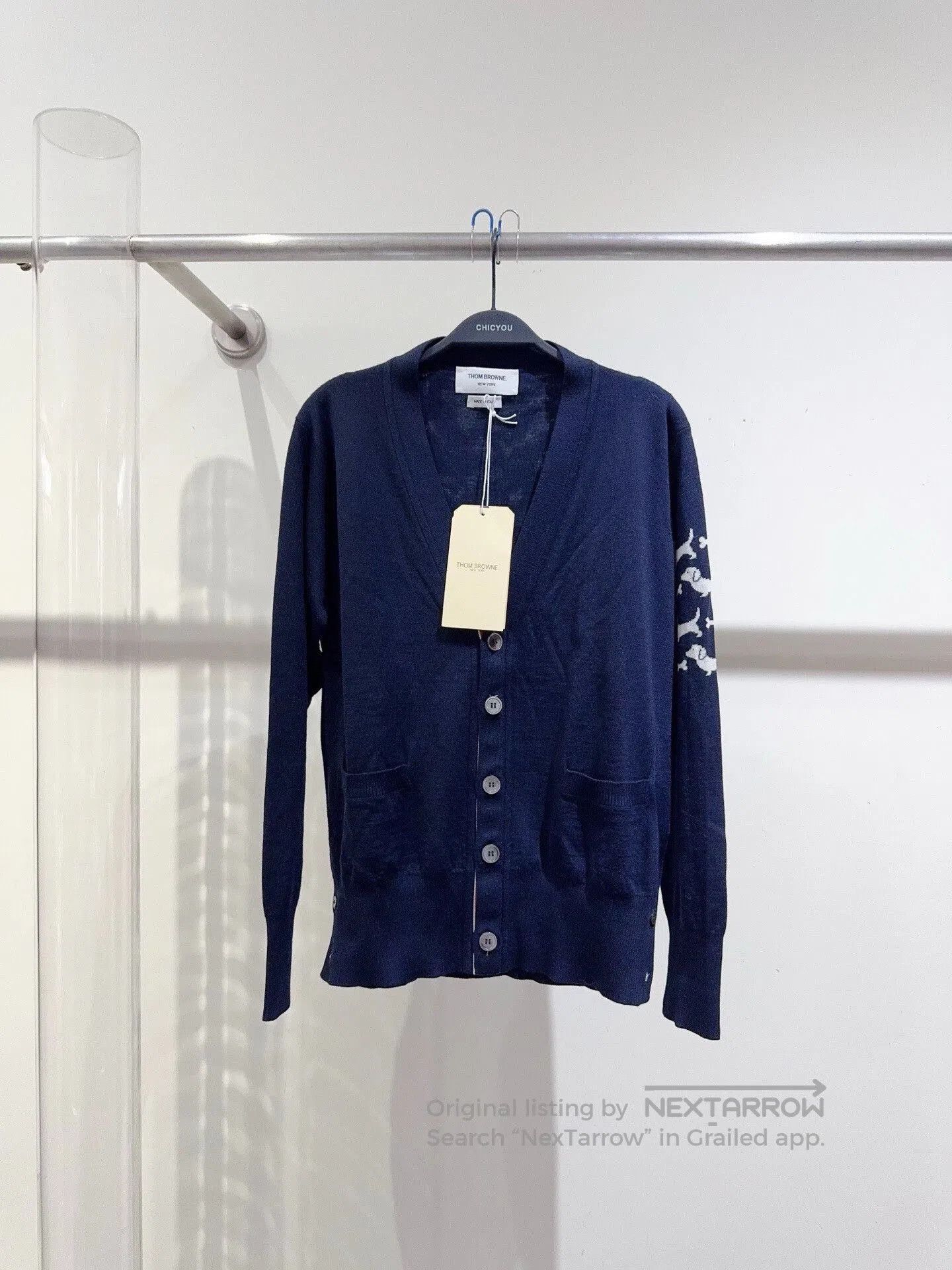 Thom Browne thom browne navy cardigan with dog design. Size US S / EU 44-46 / 1 - 1 Thumbnail