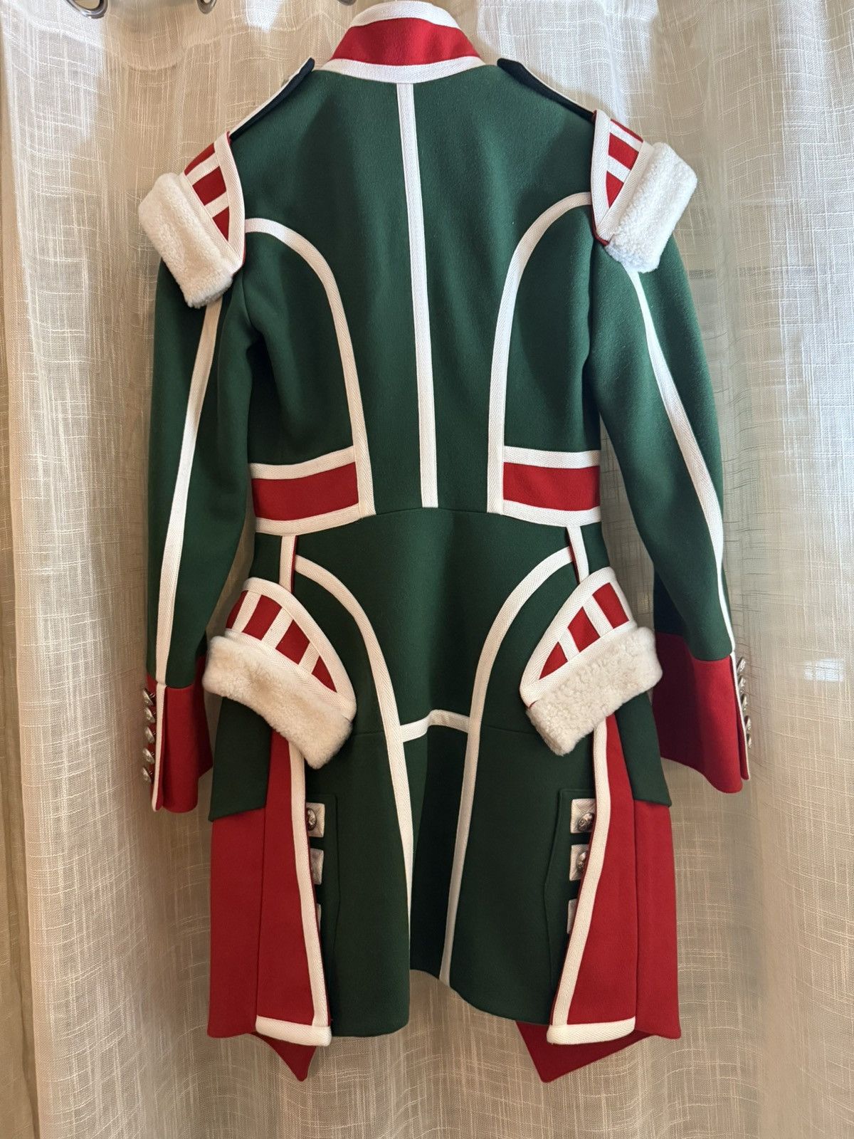 Burberry Burberry Wool Ceremony Coat with Red & Green Sheepskin Trim Size XS / US 0-2 / IT 36-38 - 7 Thumbnail