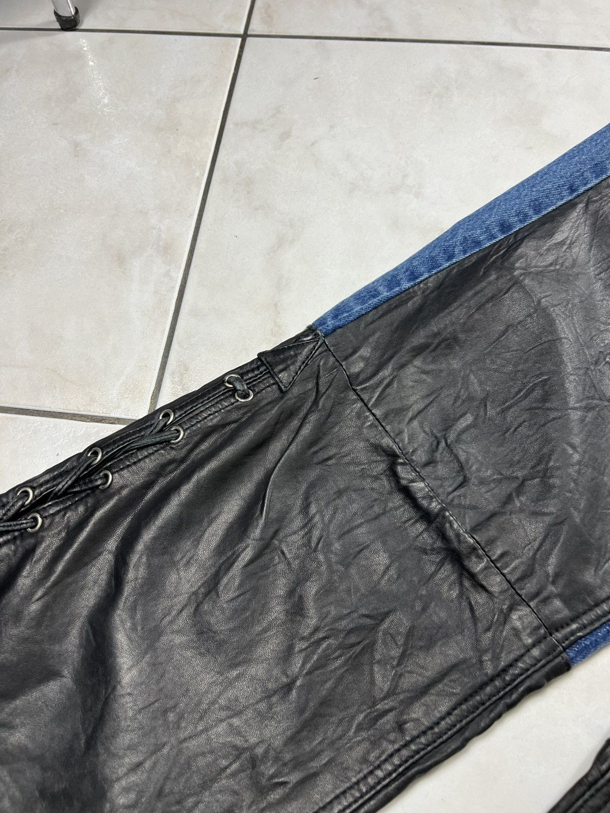Levi's Vintage 90s Levi’s 501 hybrid leather denim tied strap pants Size US 32 / EU 48 - 12 Thumbnail