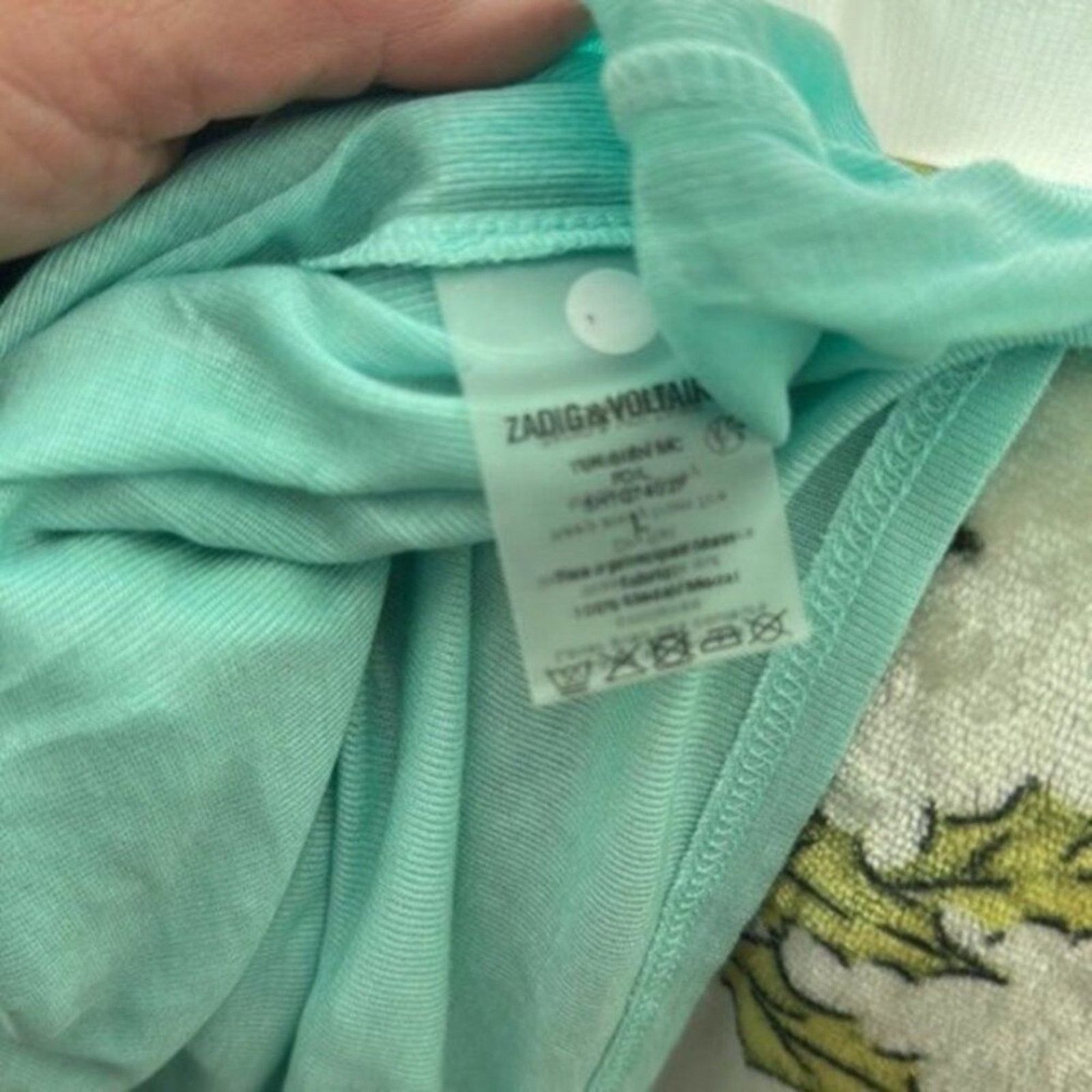 Zadig & Voltaire Zadig & Voltaire Tino Turquoise and Silver Foil Tee M Size M / US 6-8 / IT 42-44 - 3 Thumbnail