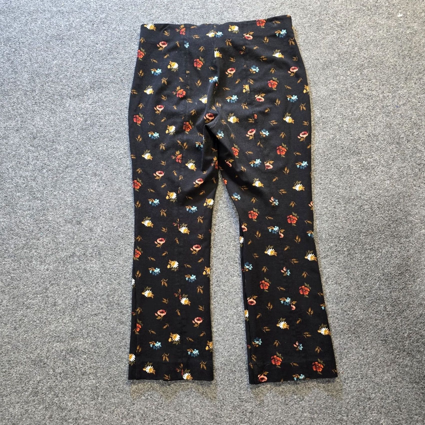 Vintage Maeve Pants Womens Black Flare Crop Ankle Floral Stretch Casual Size 32" / US 10 / IT 46 - 7 Thumbnail