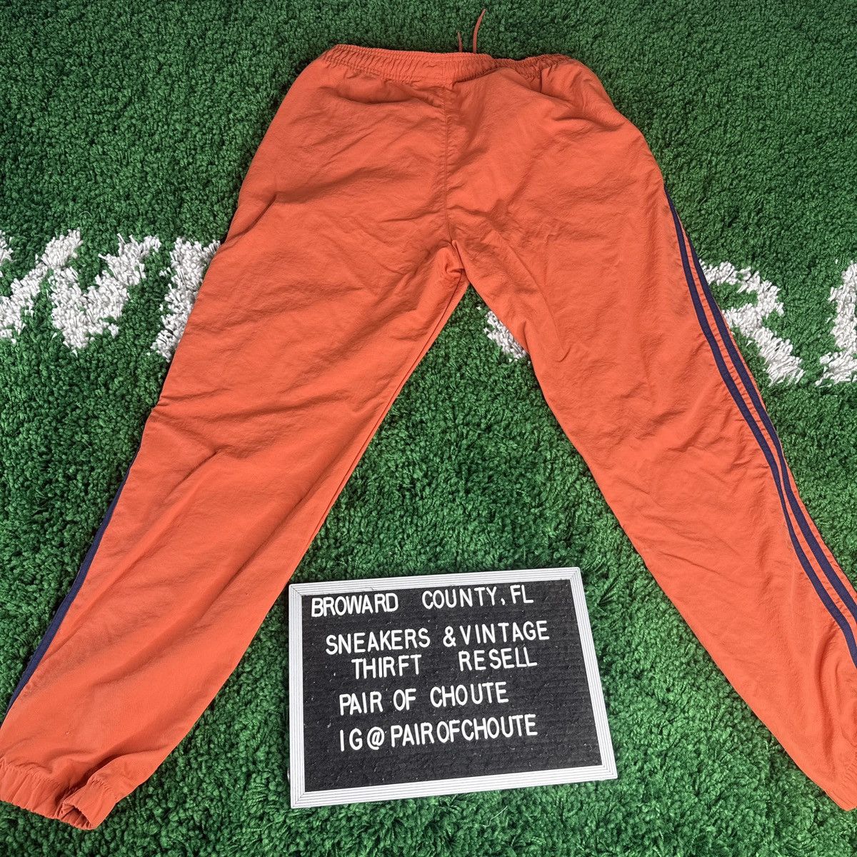Adidas Adidas Originals Woven 3 Stripe Pants Orange & Navy Size US 34 / EU 50 - 3 Thumbnail
