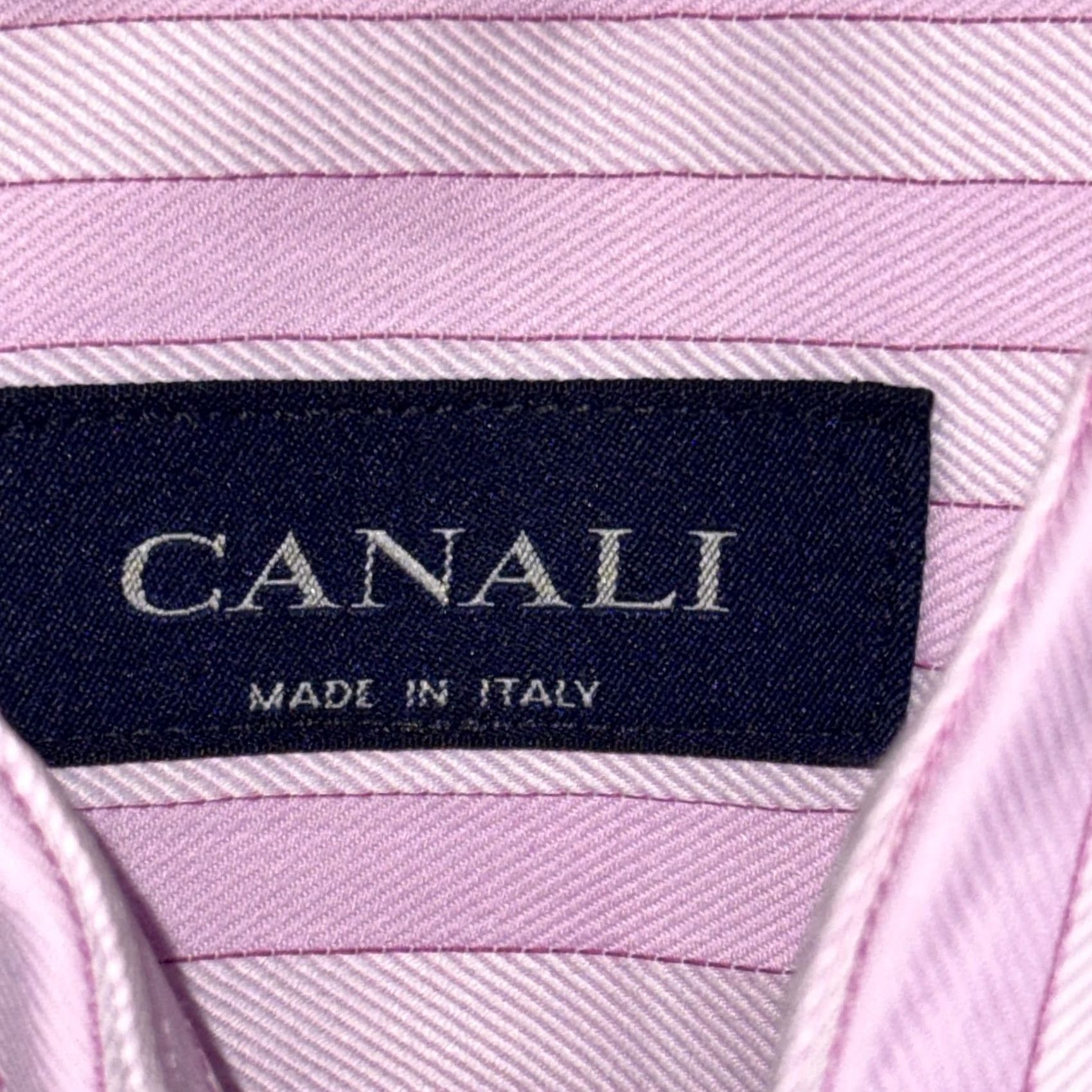 Canali Canali Shirt Mens 16 41 Pink White Stripe Dress Front Button Made Italy Size 42R - 7 Thumbnail