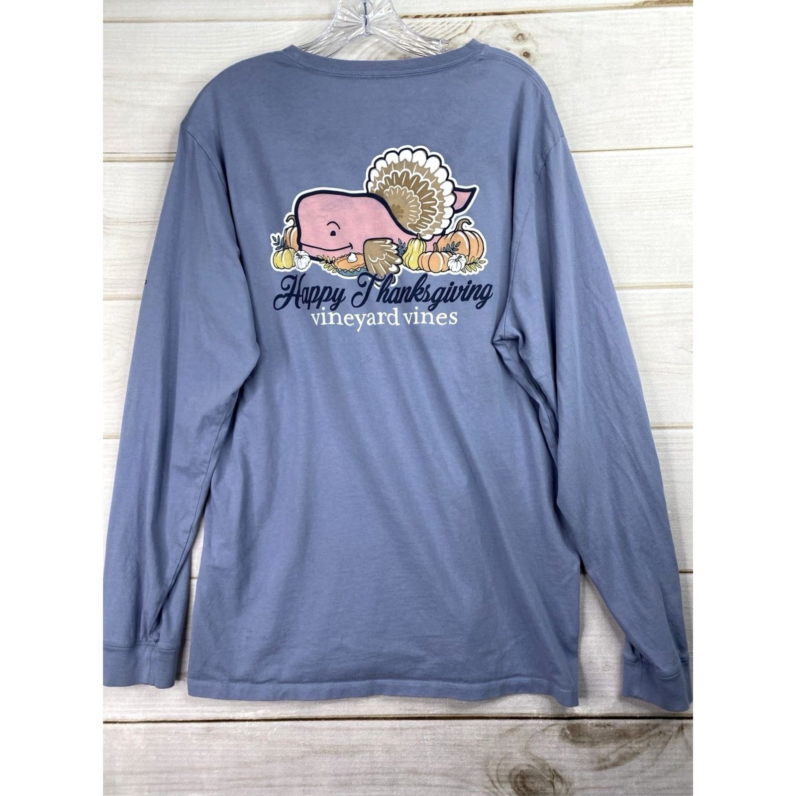 Vineyard Vines Vineyard Vines Shirt Mens L Blue Pocket Cotton Whale Happy Thanksgiving Holiday Shirt Size US L / EU 52-54 / 3 - 5 Thumbnail