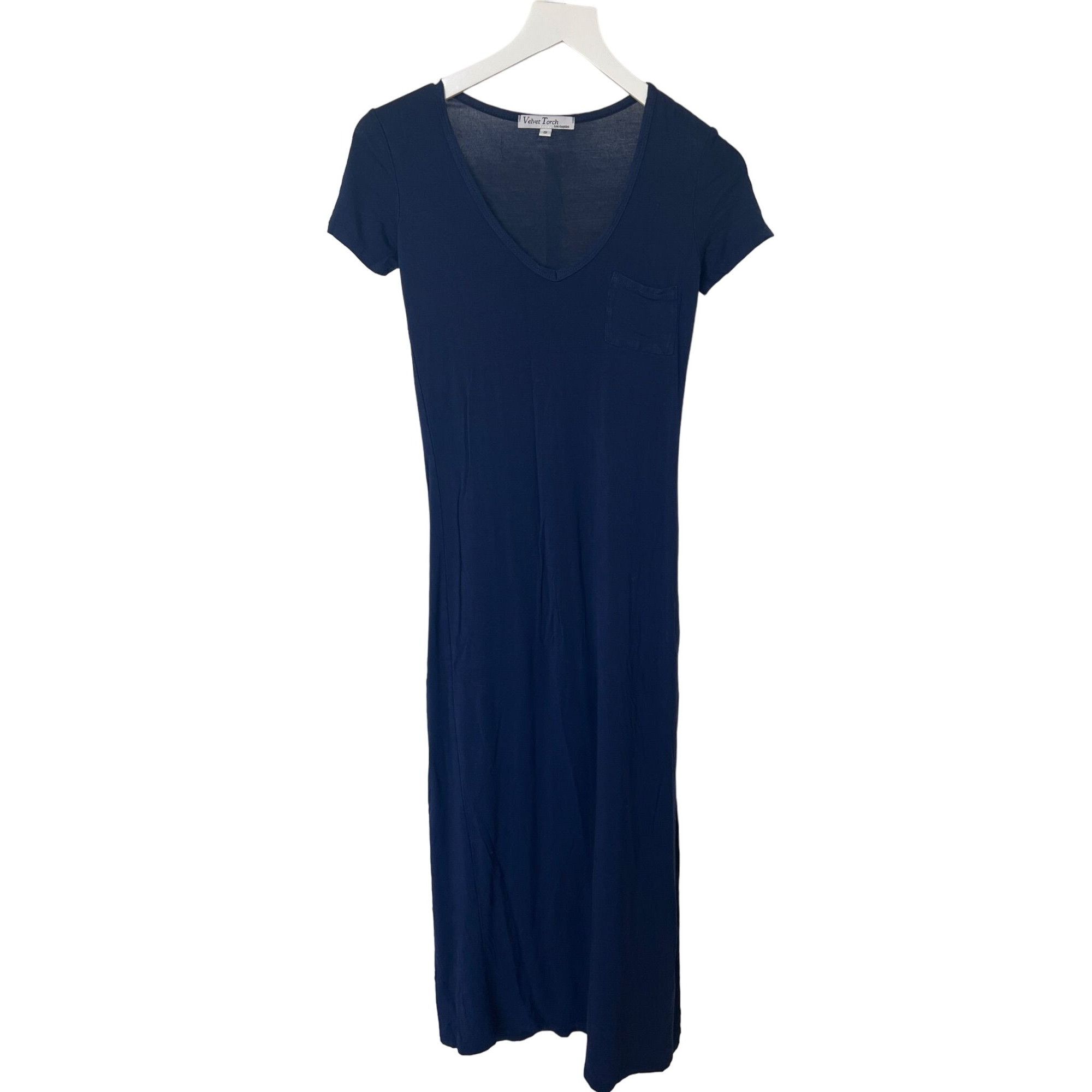 Other Velvet Torch Navy V-Neck Maxi Dress Size S / US 4 / IT 40 - 2 Thumbnail