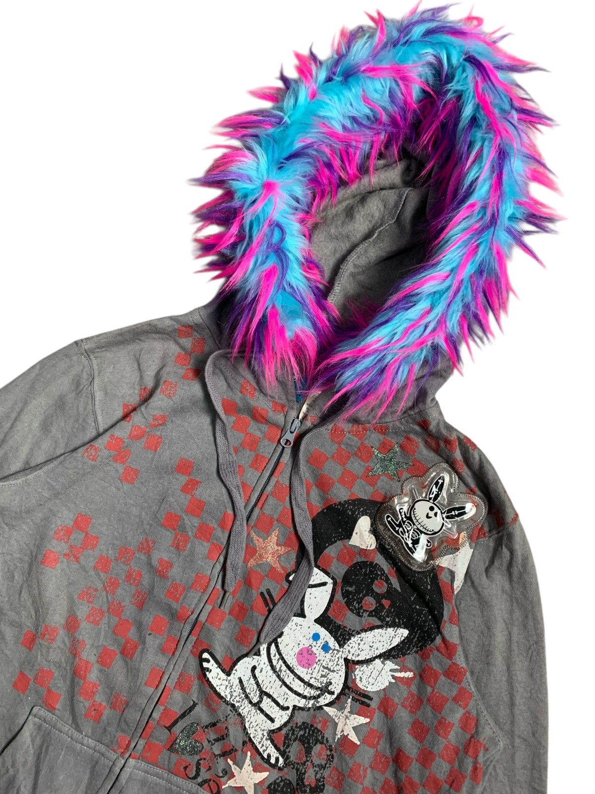 If Six Was Nine BUNNY SKULL POEM FUR ZIP HOODIE IFSIX LGB HYSTERIC STYLE Size US XL / EU 56 / 4 - 3 Thumbnail