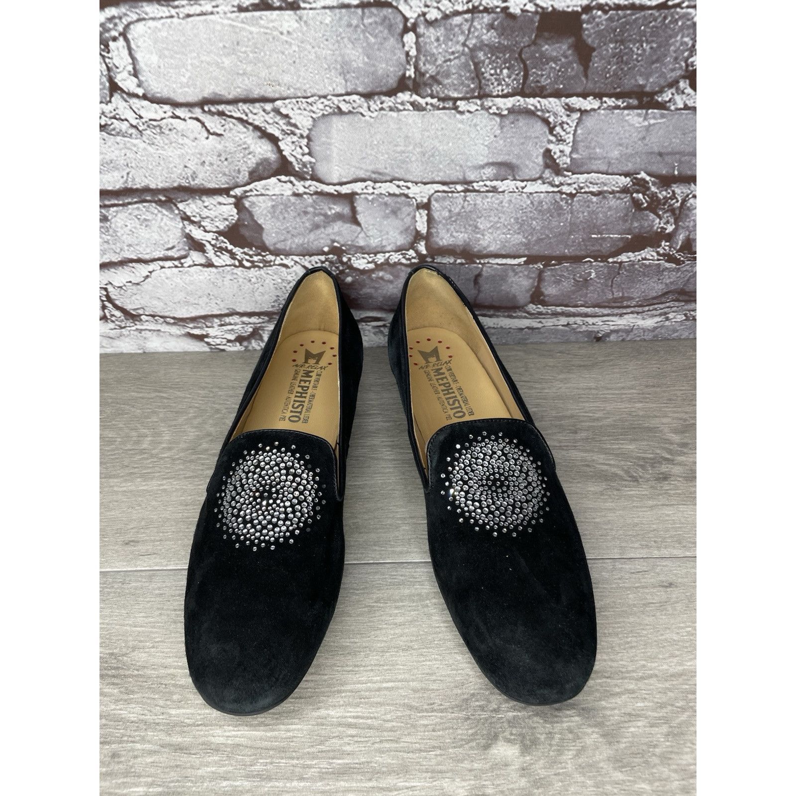 Mephisto Mephisto Air-Relax Black Suede Leather Rhinestone Heel Loafe Size US 10 / IT 40 - 22 Thumbnail