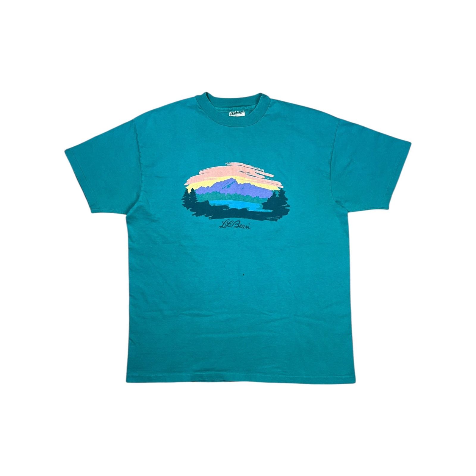 L.L. Bean × Vintage Vintage 90s L.L. Bean Hanes Mount Katahdin teal logo art tee Size US XL / EU 56 / 4 - 1 Thumbnail