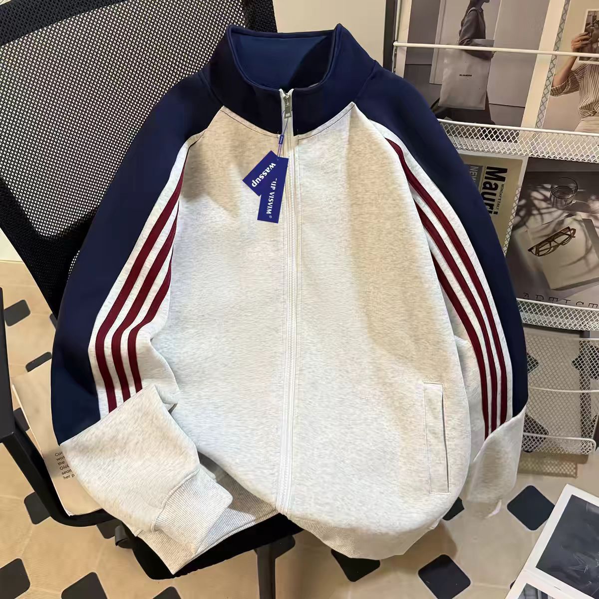 VIBE Color-blocked stand-up collar zip-up hoodie Size US M / EU 48-50 / 2 - 1 Thumbnail