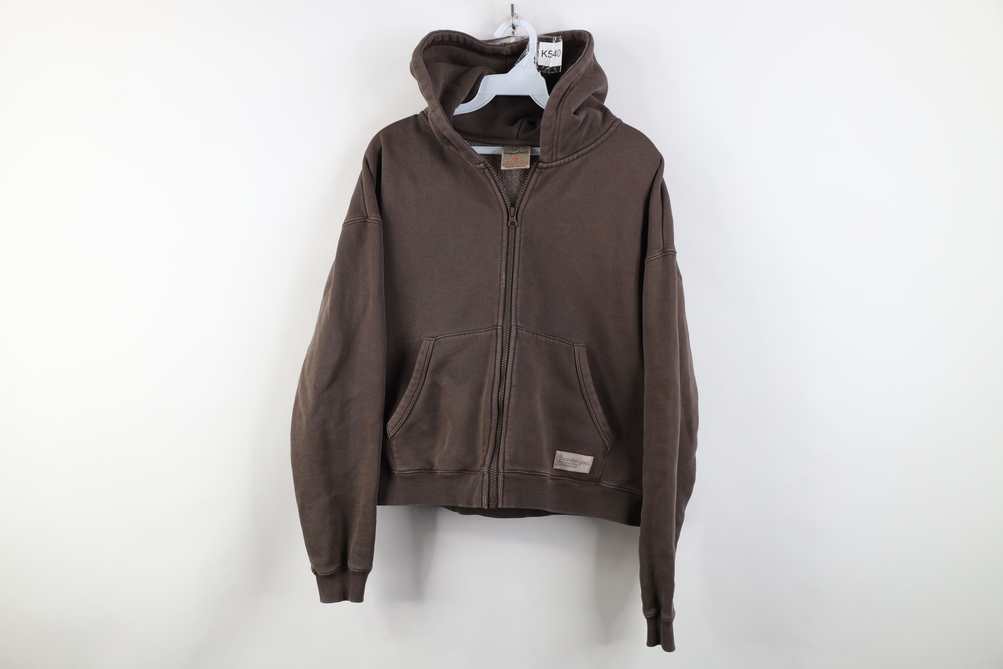 Vintage Bearded Goat Blank Cropped Heavyweight Full Zip Hoodie Brown Size M / US 6-8 / IT 42-44 - 1 Thumbnail