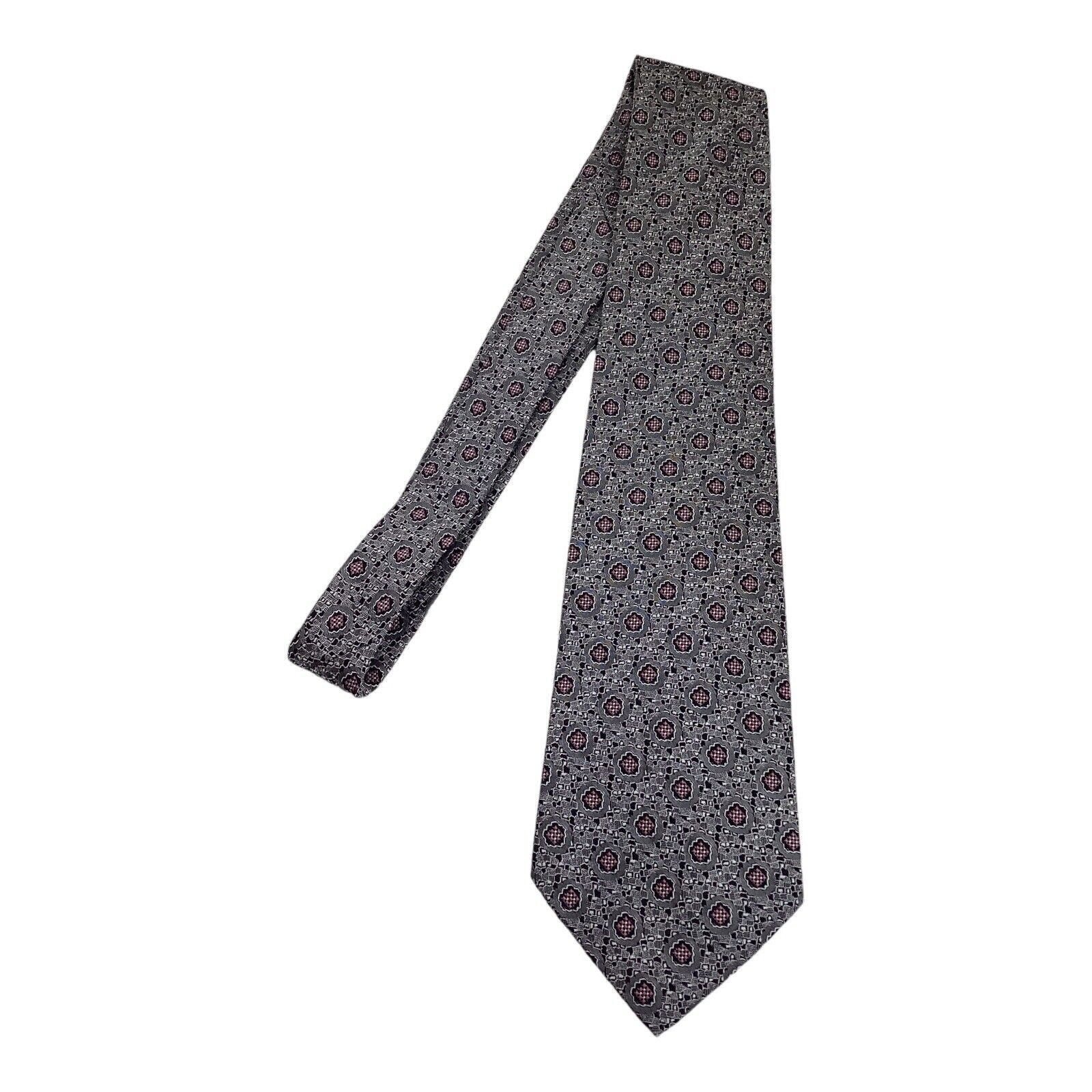 Versace GIANNI VERSACE Vintage Gray Geometric Luxury Silk Tie Made I Size ONE SIZE - 4 Thumbnail