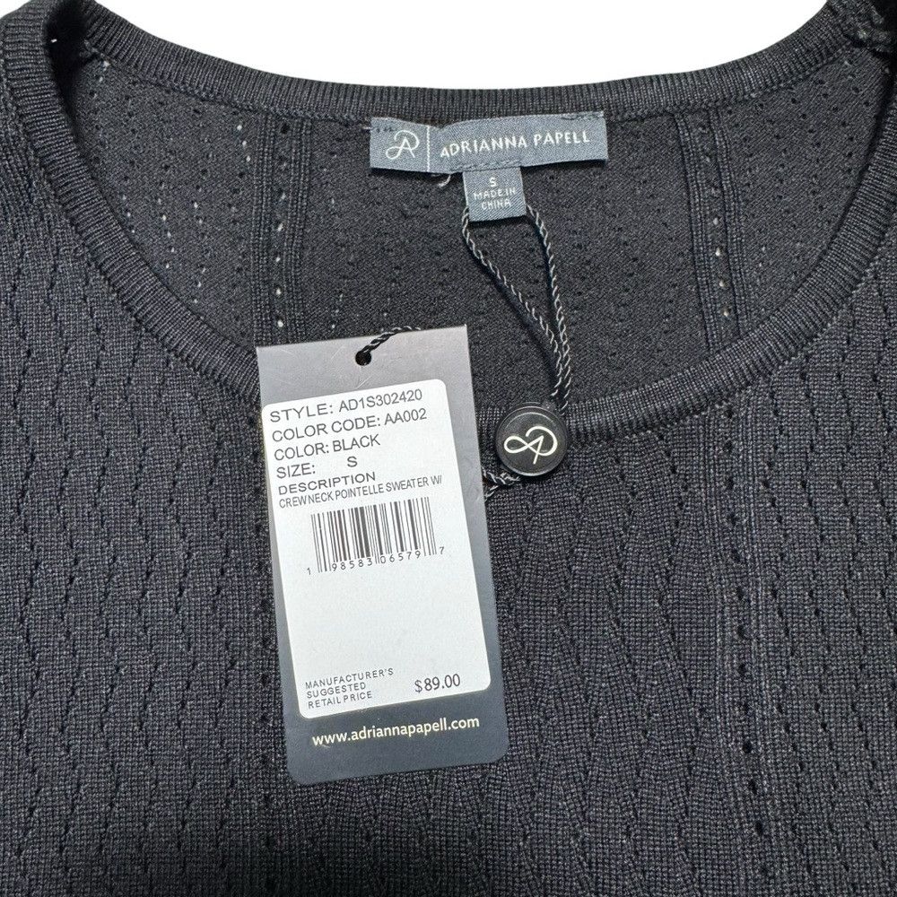 Adrianna Papell NWT New $89 Adrianna Papell Pointelle Knit Short Chiffon Sl Size S / US 4 / IT 40 - 6 Thumbnail