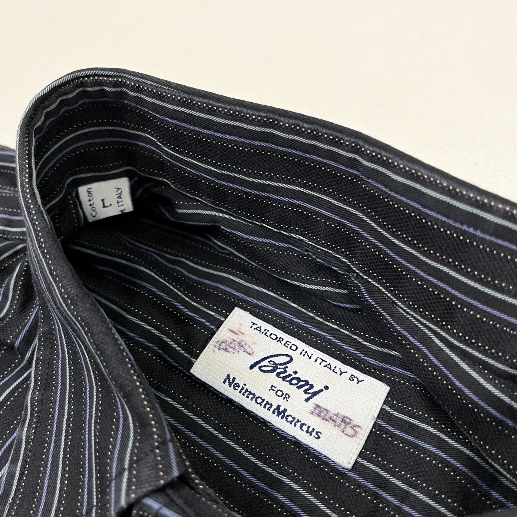 Brioni Brioni For Neiman Marcus Shirt Mens L Multi Black Striped Dress Button Up Italy Size 42R - 3 Thumbnail